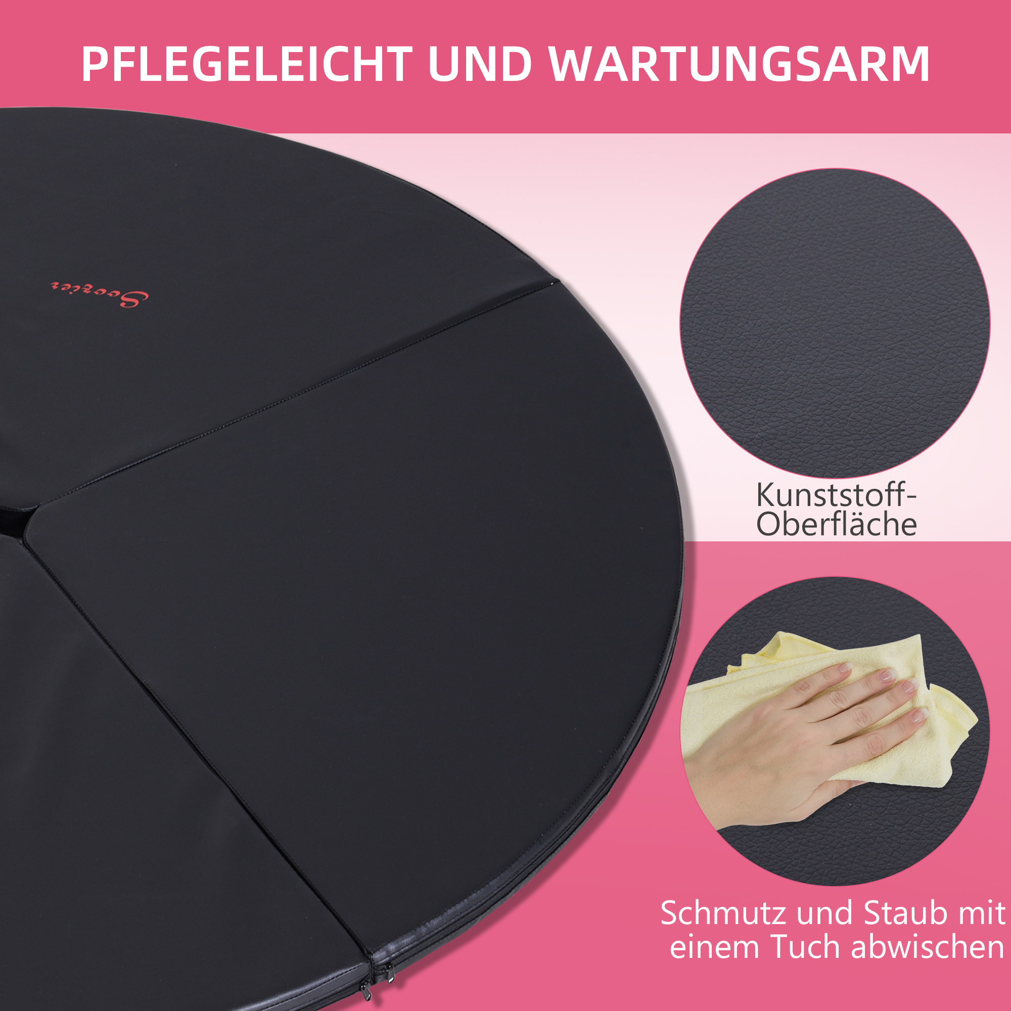 HOMCOM Paaldansmat, 5 cm dikke ronde kunststof mat voor paaldansoefeningen, gymnastiek, yoga, Zwart