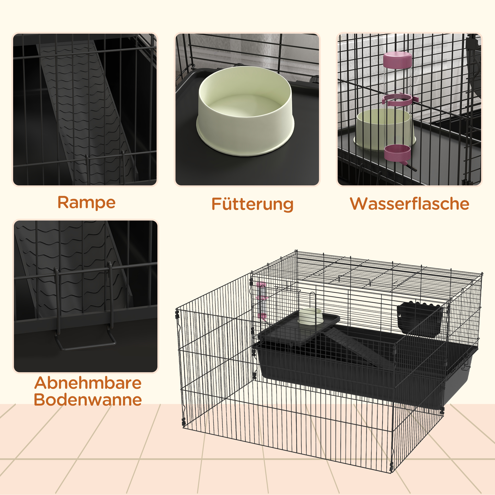 PawHut Rolcontainer archiefkast, 3 laden, afsluitbaar, verrijdbaar, 37 cm x 43,5 cm x 60 cm, wit