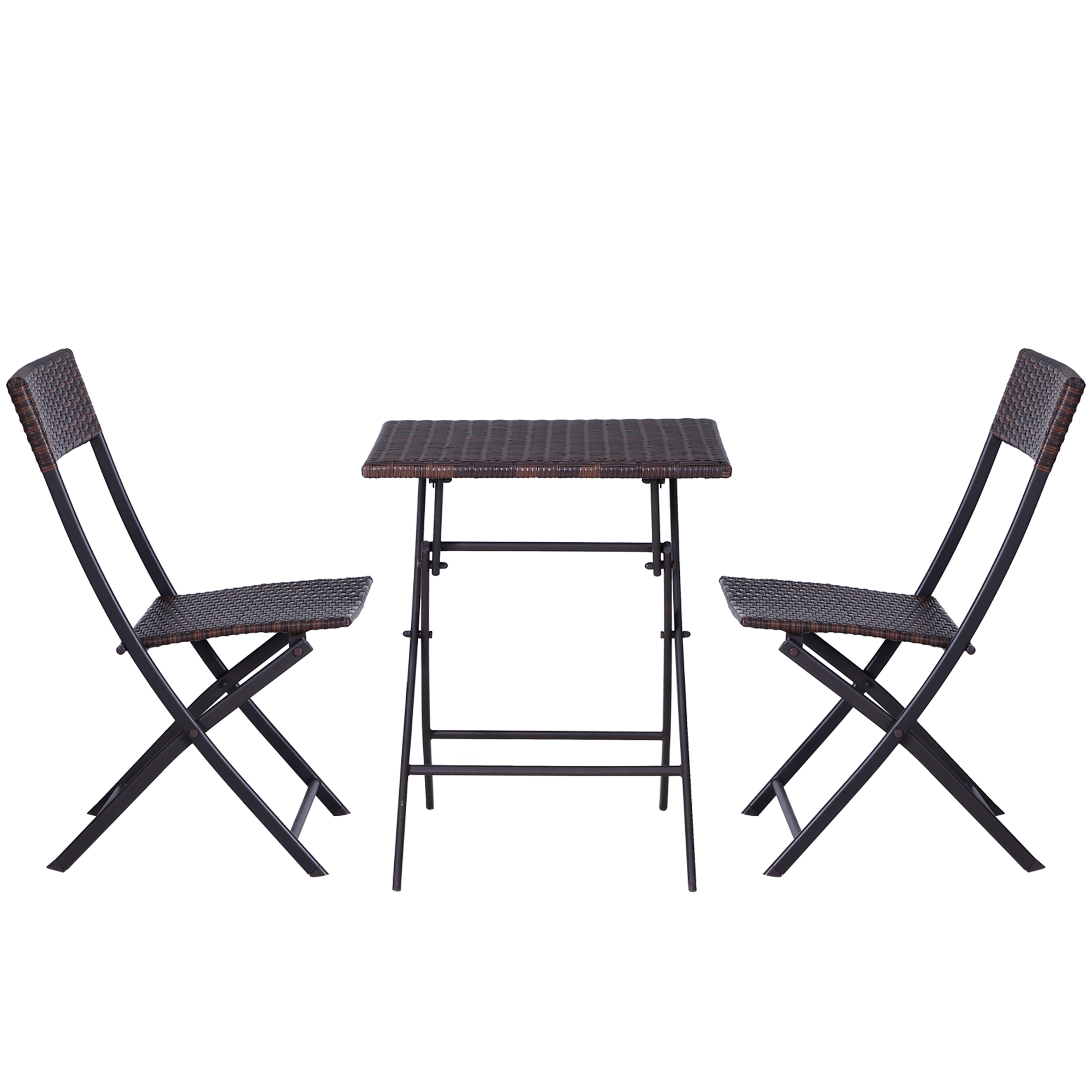 Outsunny 3-delig poly-rotan Bistro zitgroep tafel-stoel set tuinset tuinmeubels