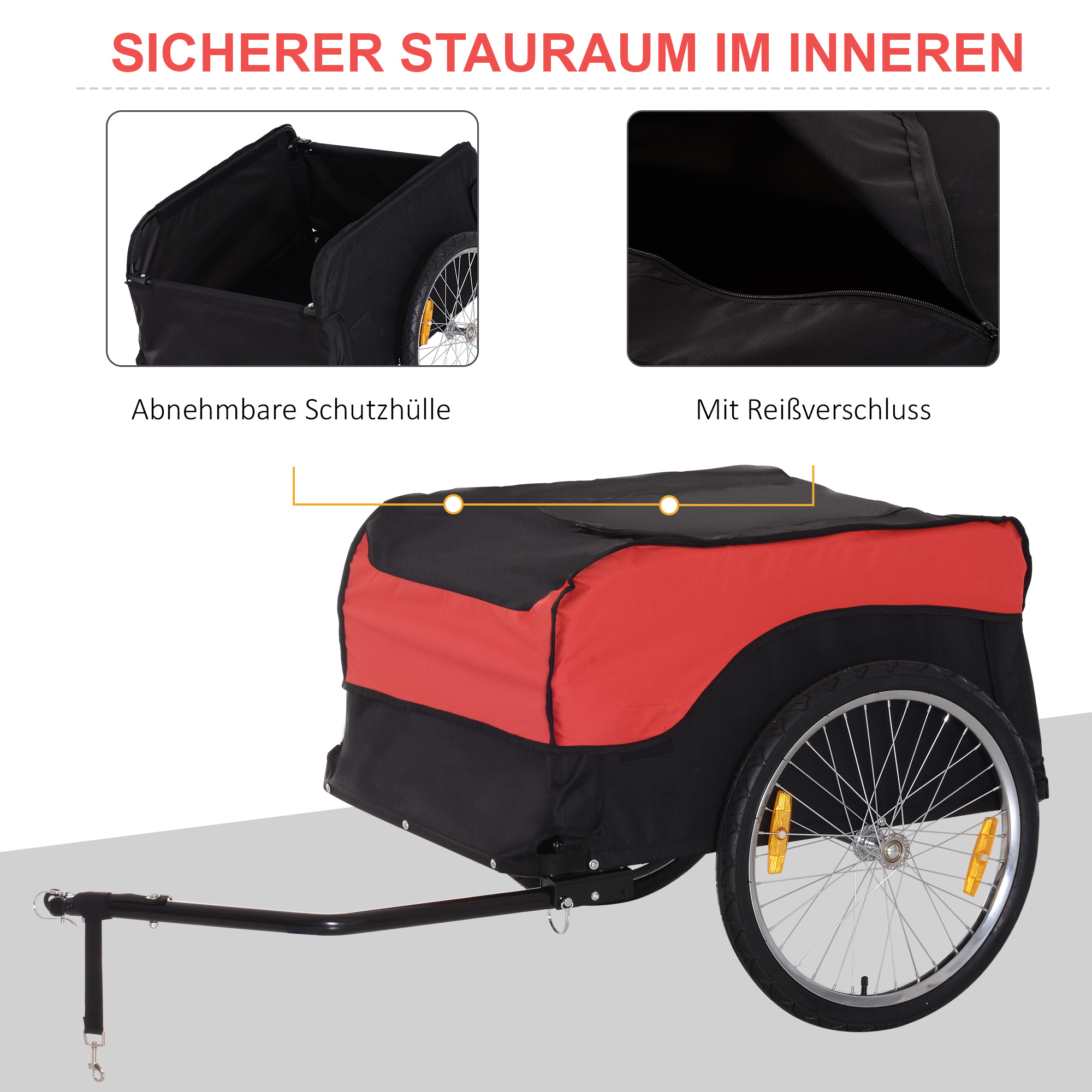 HOMCOM fietsaanhanger rood-zwart