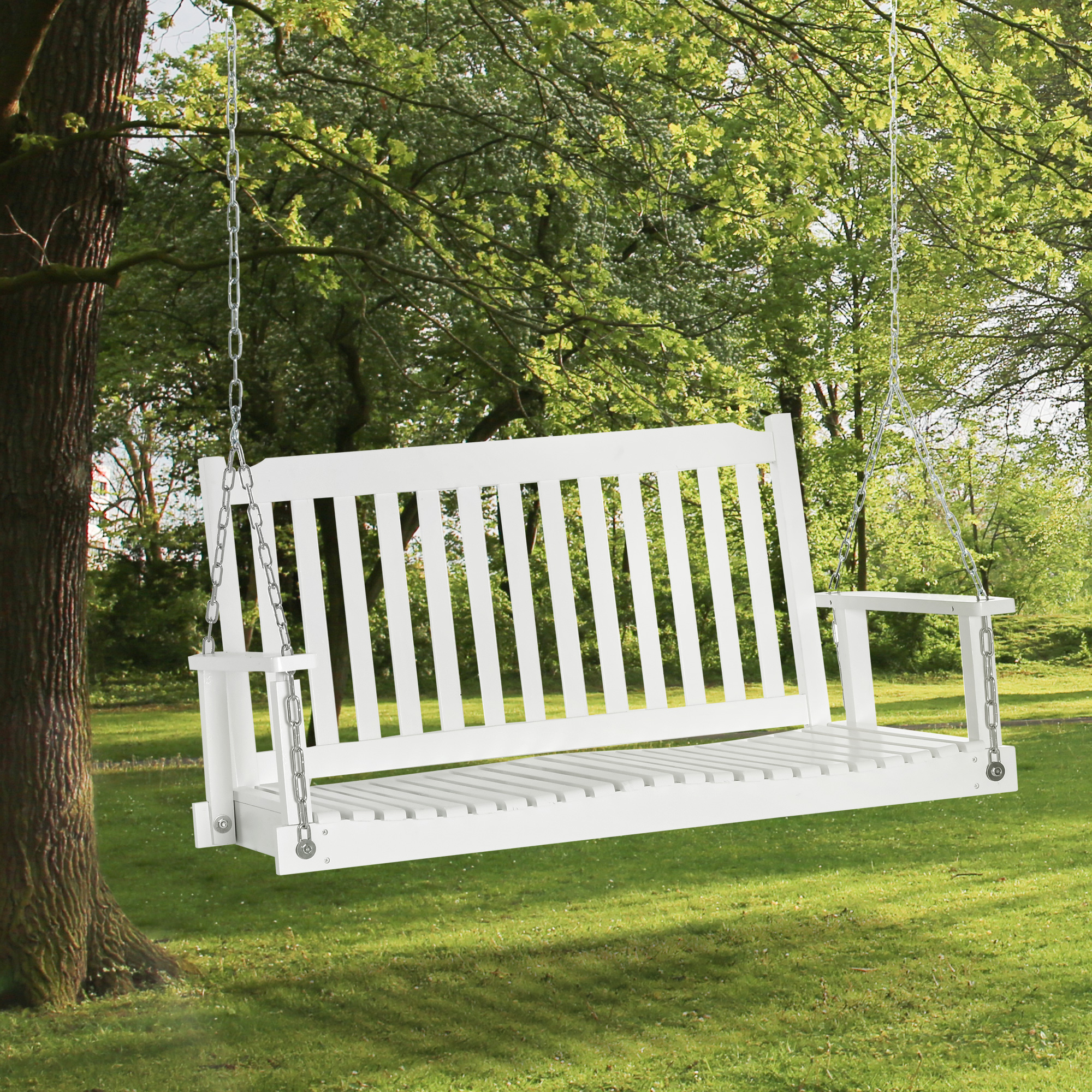 tuinschommel voor 2 personen schommelbank hangbank massief hout wit