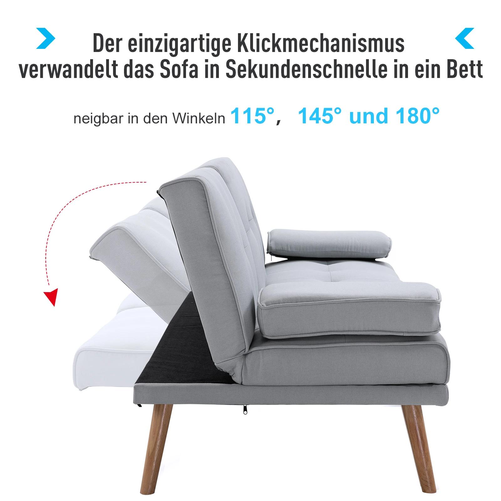 HOMCOM Slaapbank slaapbank slaapbank 3 zits linnen lichtgrijs
