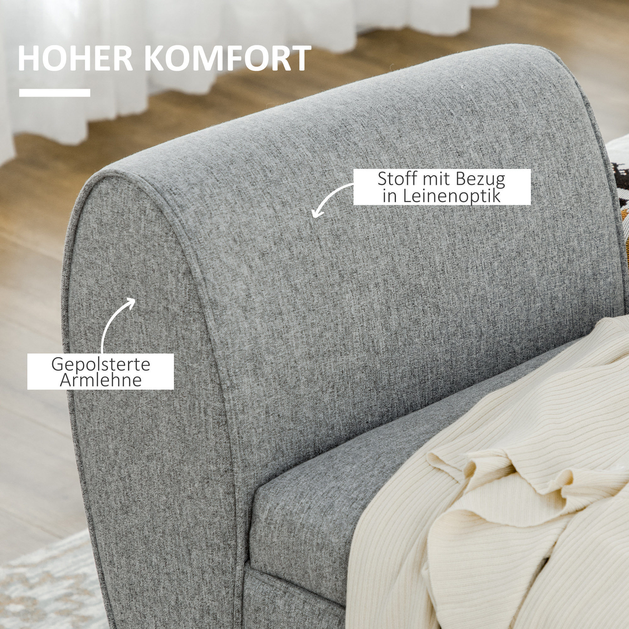 HOMCOM Sitzbank Bedbank Gestoffeerde Bank incl. opbergruimte, linnen-look, Grijs
