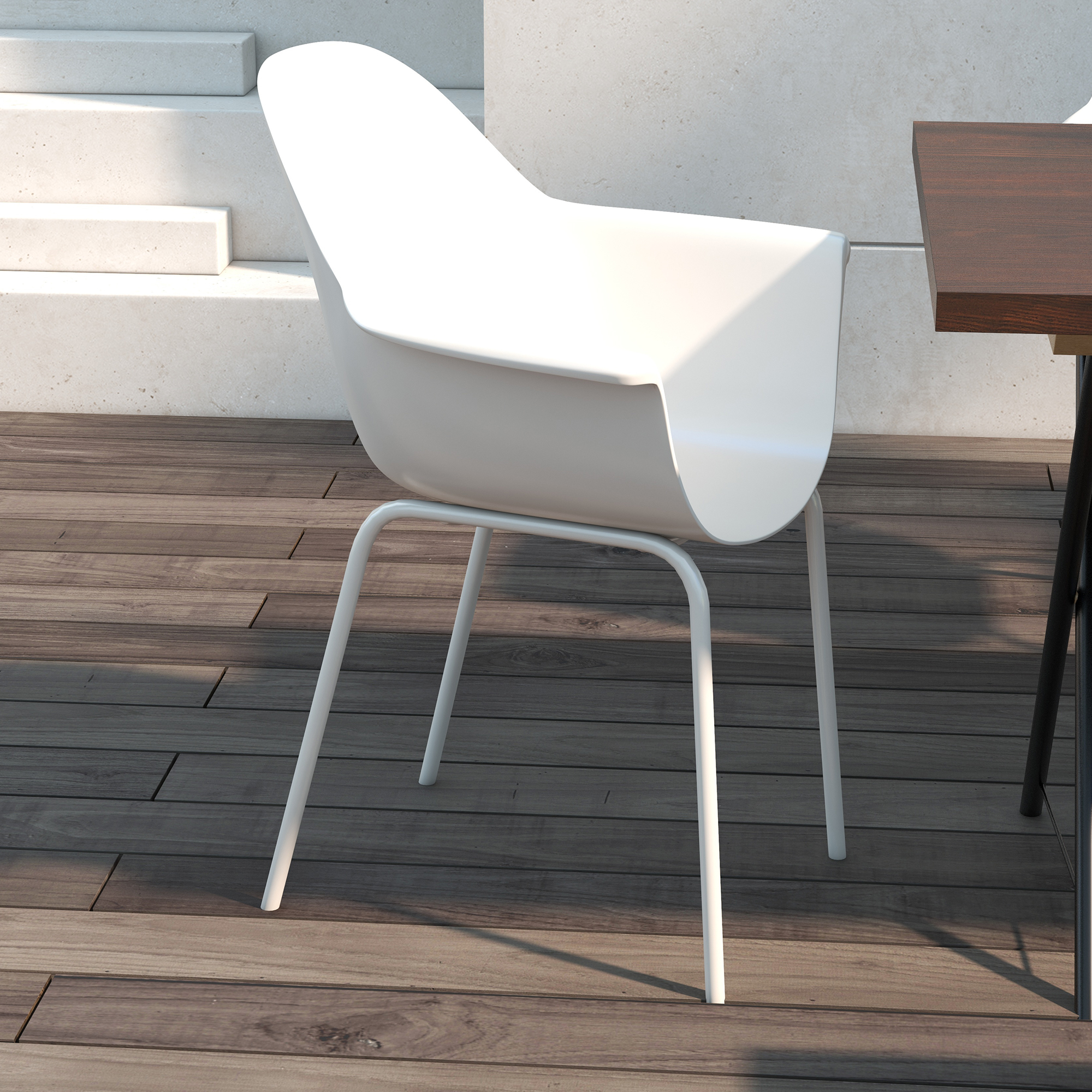 Outsunny 4-delige set tuinstoelen, buitenstoelen, tuinstoel, modern design, 59 cm x 55 cm x 84 cm, grijs
