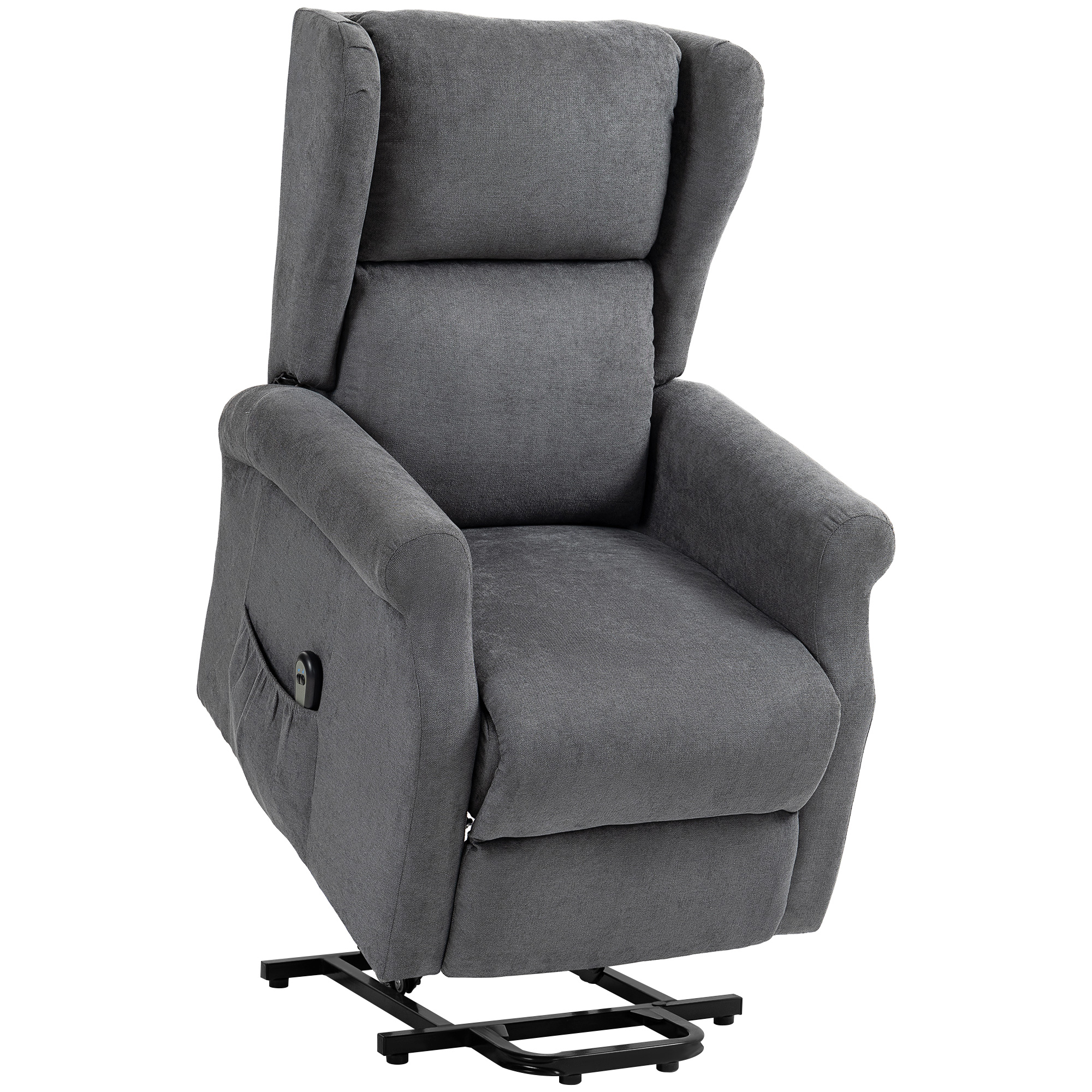 HOMCOM Relaxfauteuil met Opsta-Hulp, Ligfunctie, tot 200kg, 72,5x94x109cm, Donkergrijs