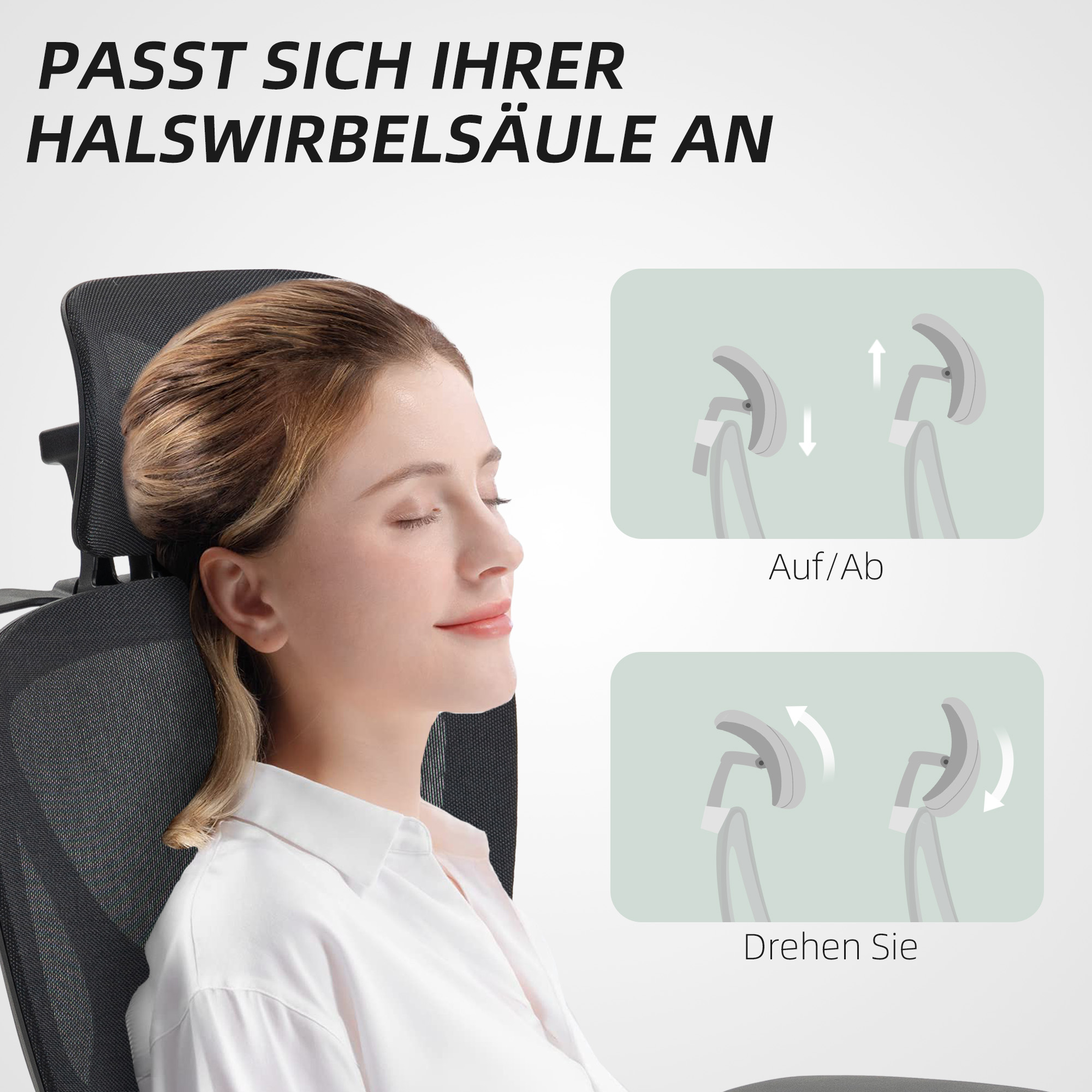 HOMCOM Bureaustoel, Ergonomisch Draaibaar, 135 Graden Kantelbaar, Verstelbaar, Zwart