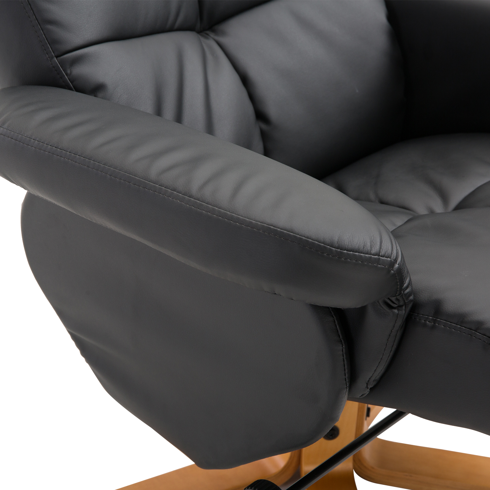 HOMCOM Relaxstoel met kruk tv-stoel 360° draaibaar ligfunctie hout zwart