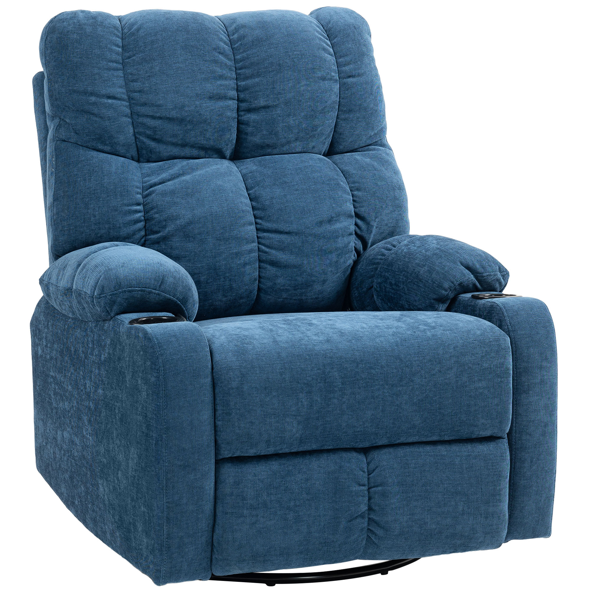 HOMCOM Relaxstoel met Voetensteun, Ligstoel, Draaibaar, tot 150 kg, Stalen Frame, 88x96x108cm, Donkerblauw