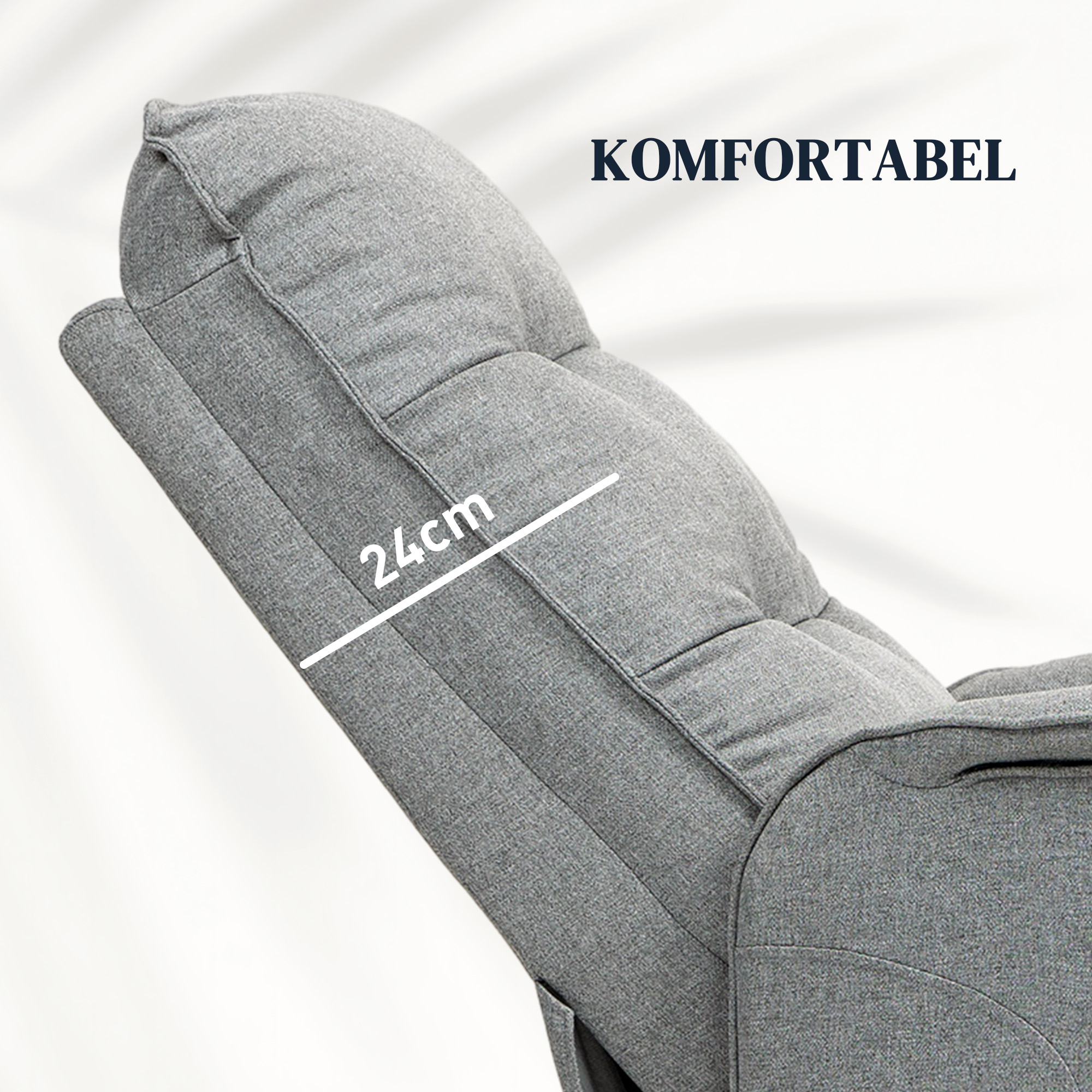 HOMCOM Opsta-fauteuil, Relaxfauteuil met Elektrische Opstahulp, met Afstandsbediening, Zijvak, Grijs