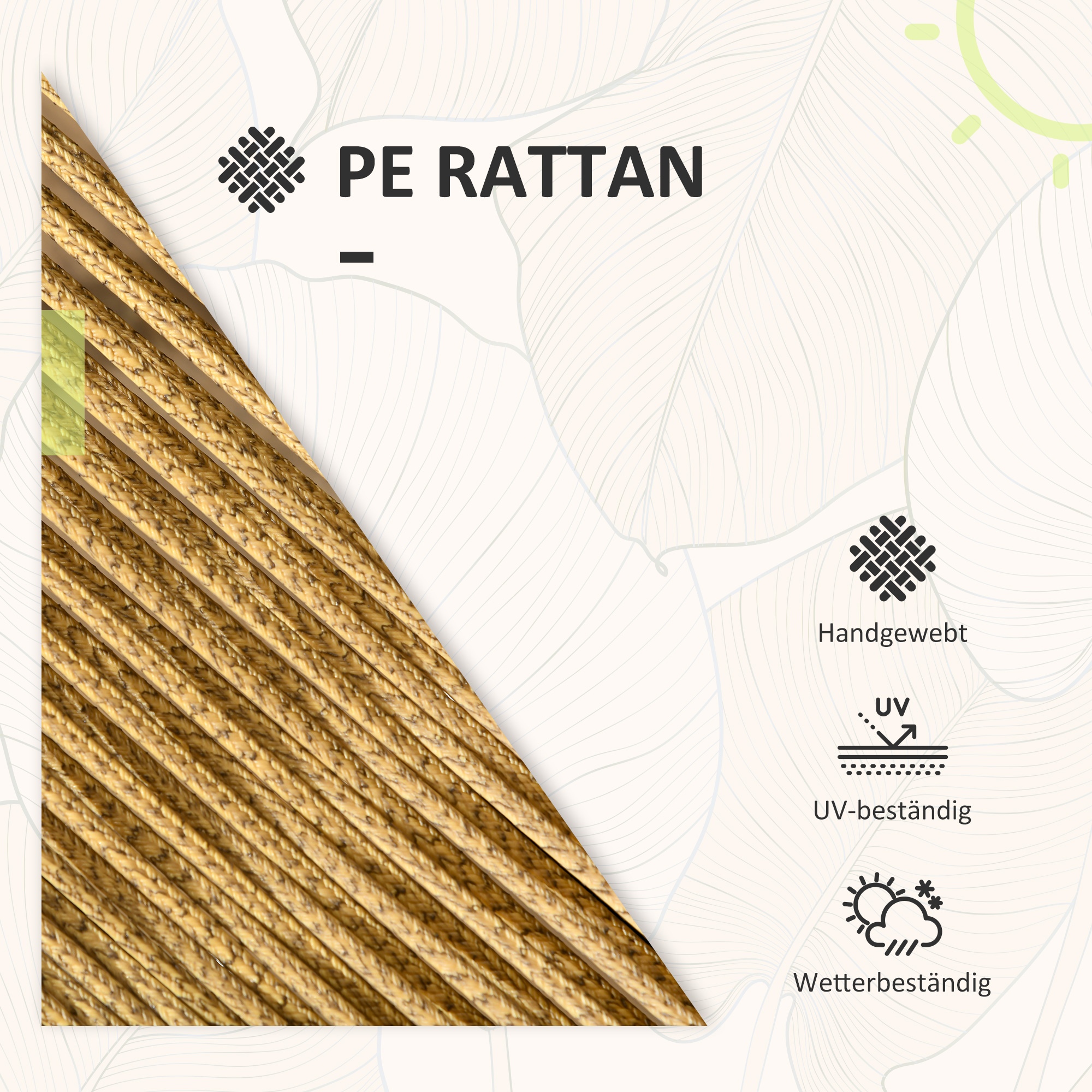 Outsunny Rattan Terrasmeubelset, 3-delig, zit- en rugkussens, kunstrattan, metalen frame, groen
