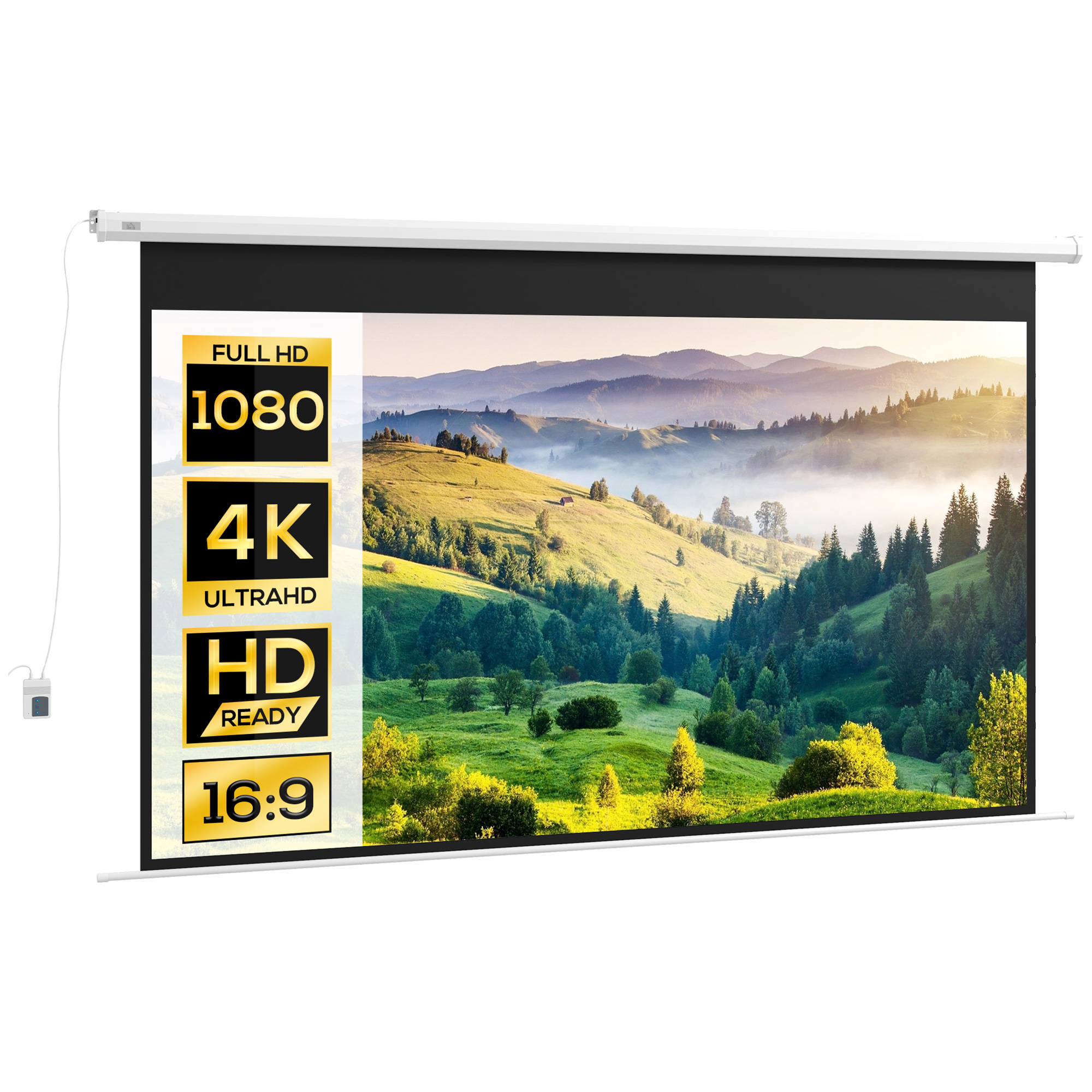 HOMCOM Projector Scherm, 16:9 Formaat, Afstandsbediening, 266 x 149 cm (120 Inch), Wit