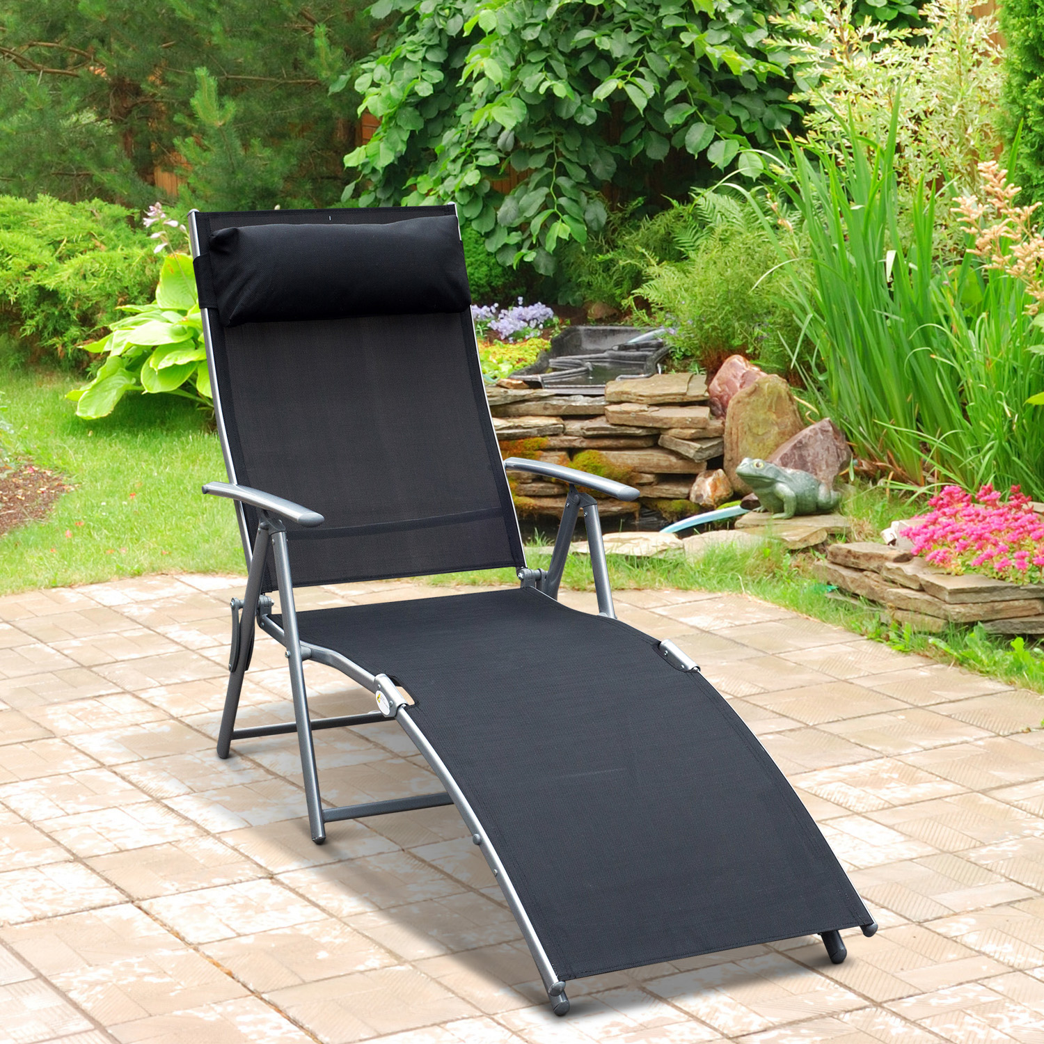 Outsunny Inklapbare ligstoel ligbed voor op het strand ligstoel tuin ligstoel ligbed voor op het strand ligbed voor buiten