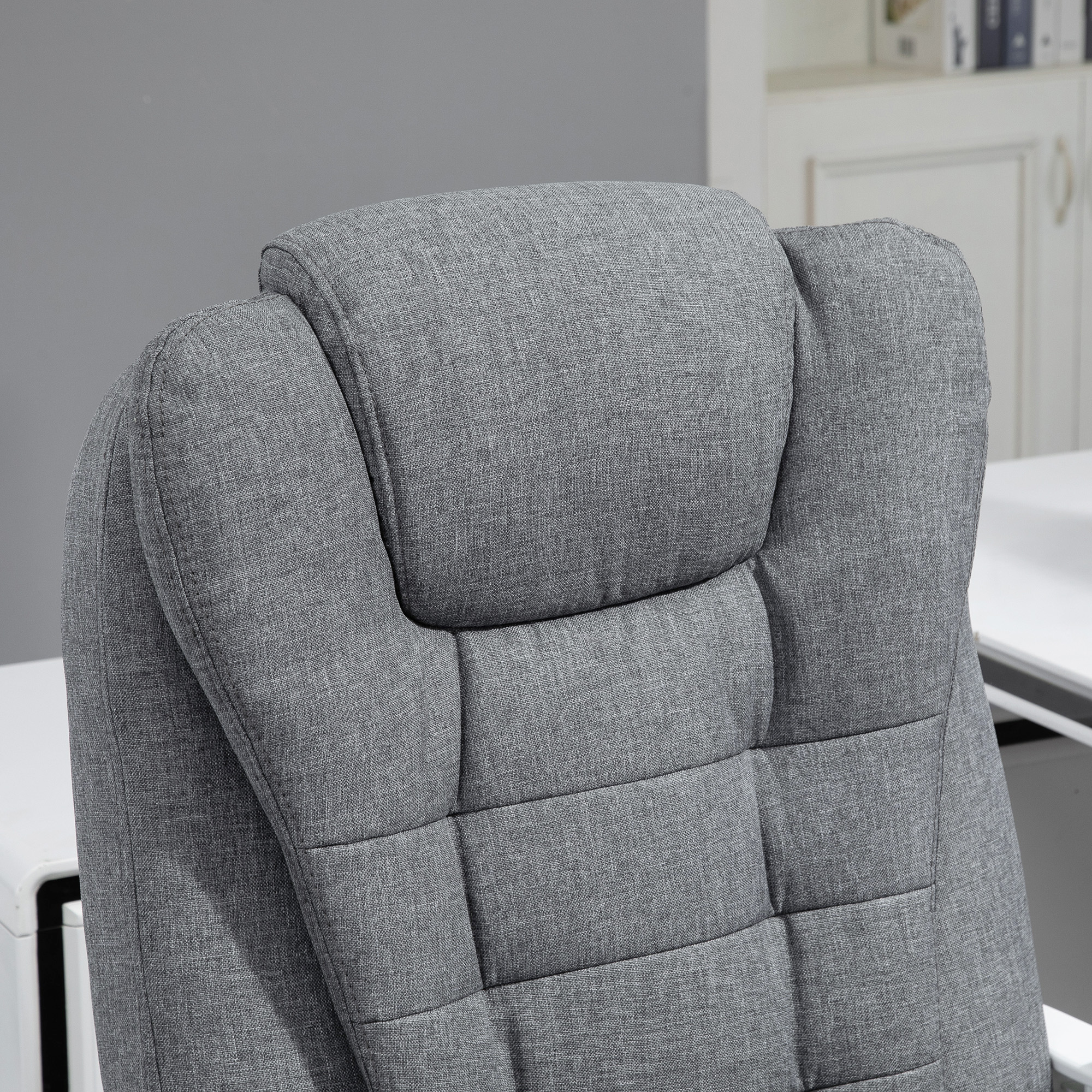 Vinsetto Ergonomische Massagestoel, 6 Vibratiepunten, Verstelbare Rugleuning, 360° Draaistoel, Grijs