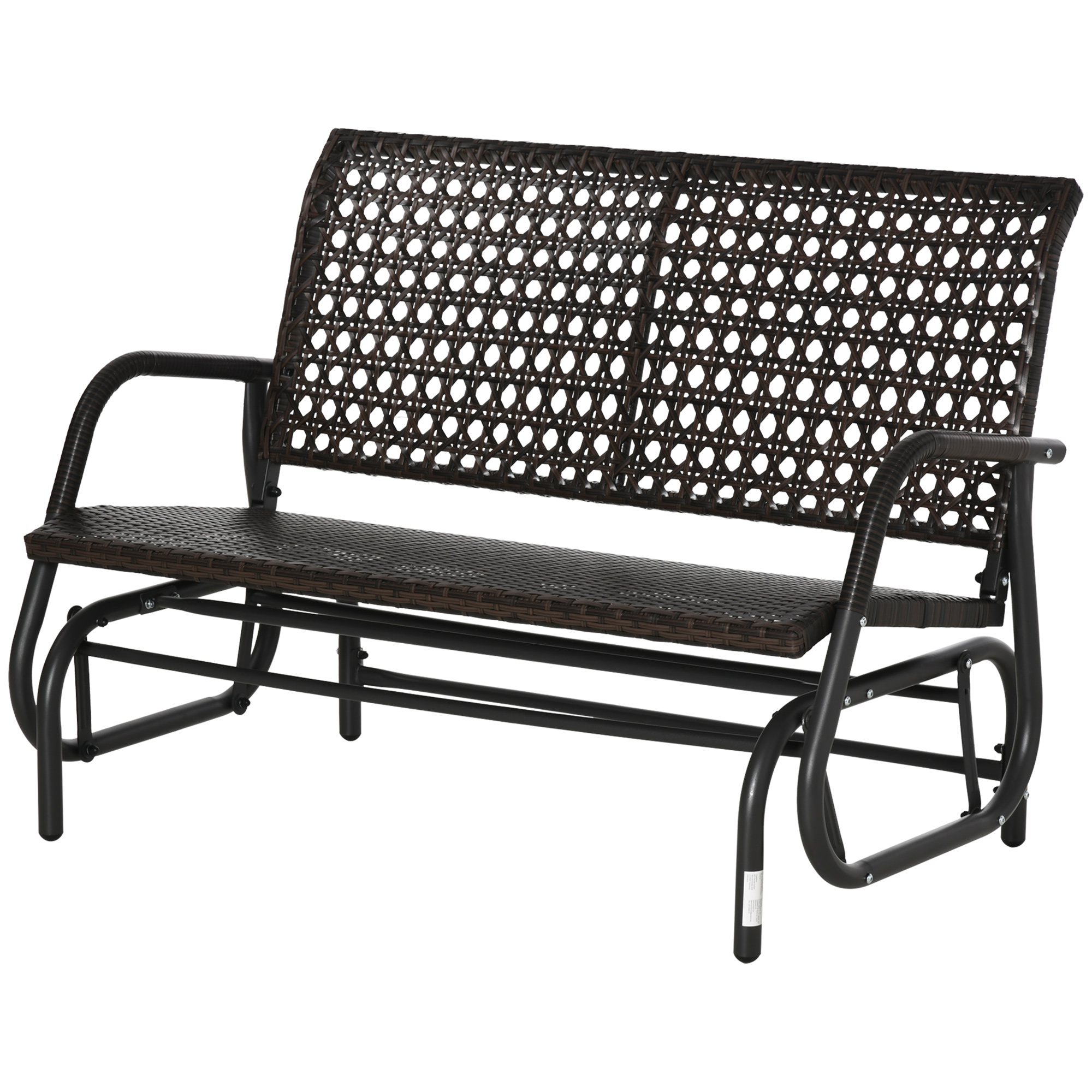 Outsunny schommelbank voor 2 personen in rotan look, staal+polyrattan, bruin+grijs, 70 x 120 x 84 cm