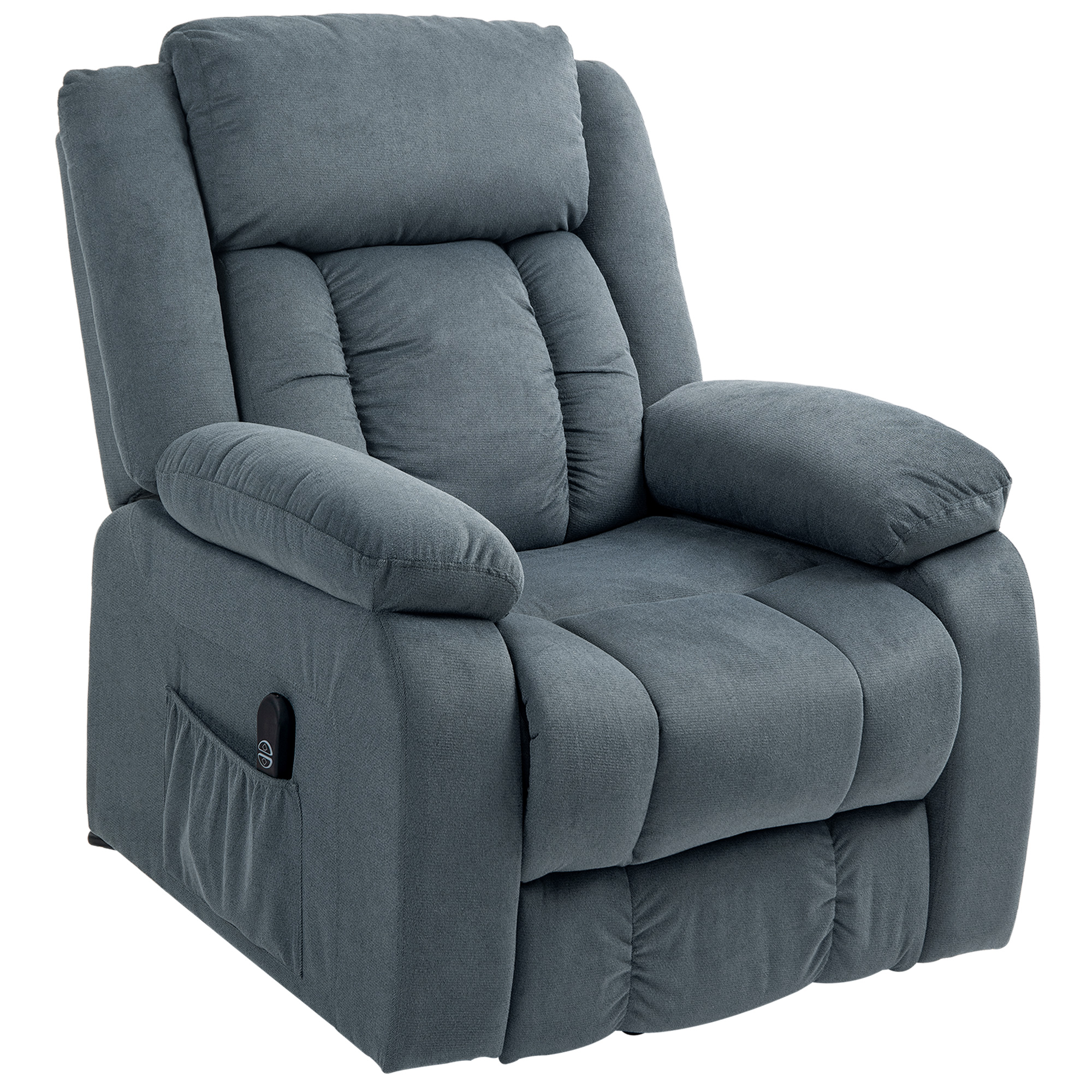 HOMCOM Opstaanstoel met Zachte Bekleding, Relaxstoel met Afstandsbediening en Zijvakken, Grijs