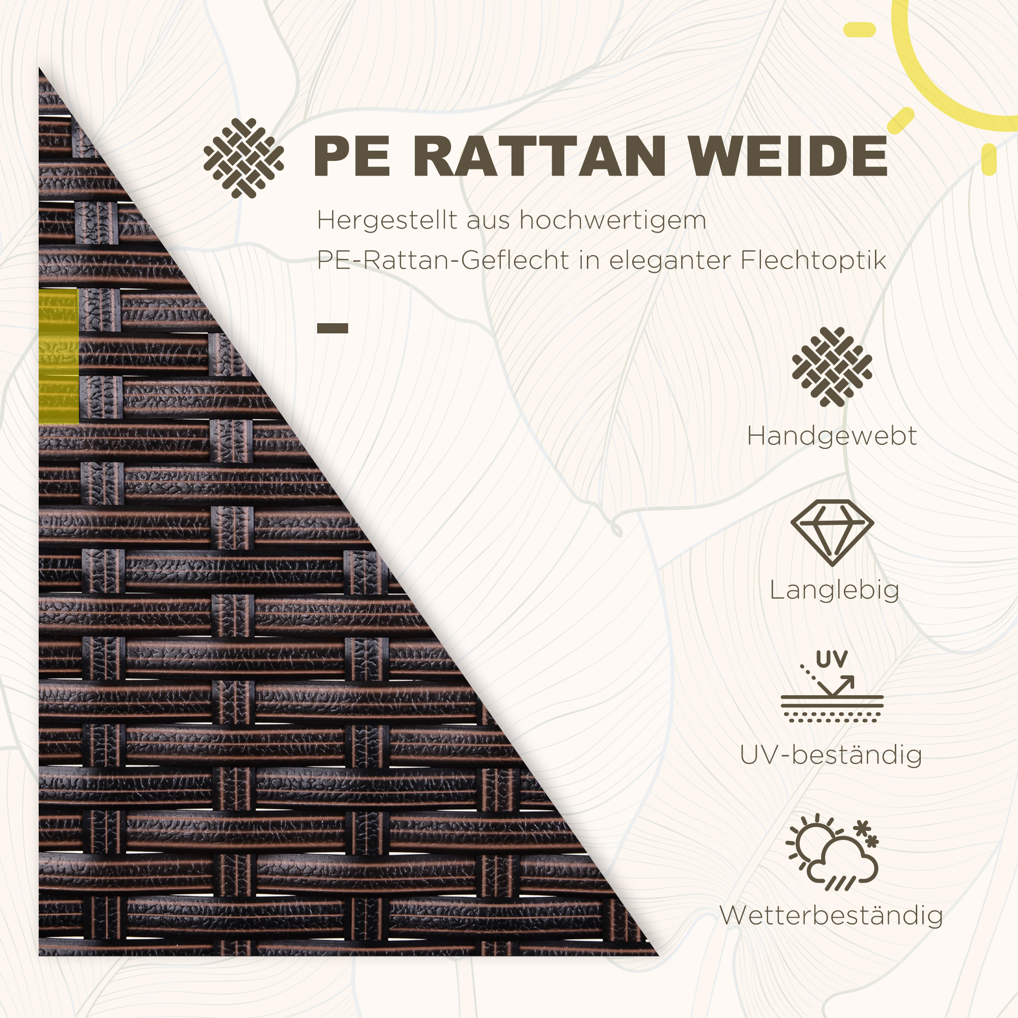 Poly-rotan zitgroep 3-delig Garnituur 63 cm x 57 cm x 76 cm