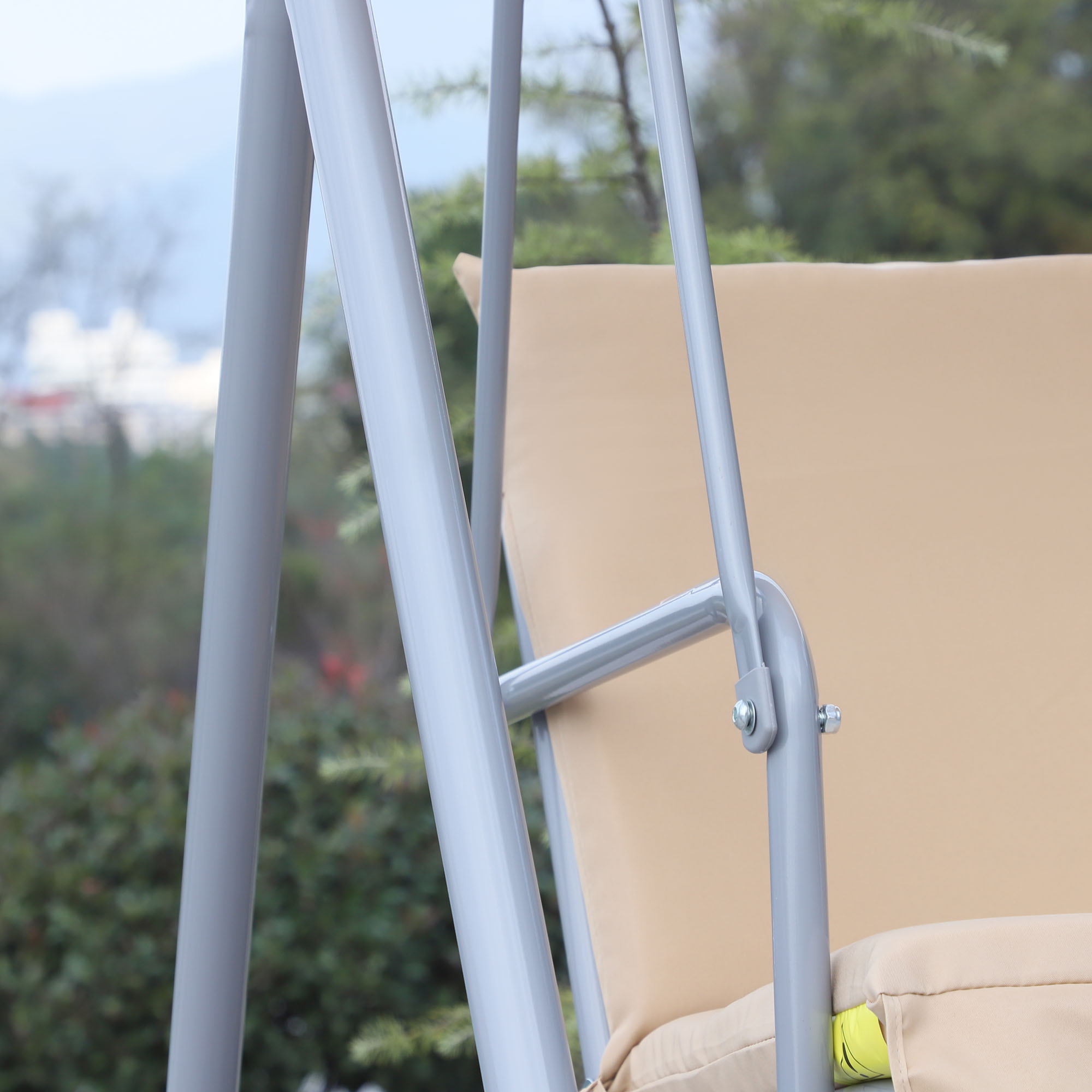 Outsunny Hollywoodschommel 2-zits tuinschommel schommel met zonnekap beige/grijs
