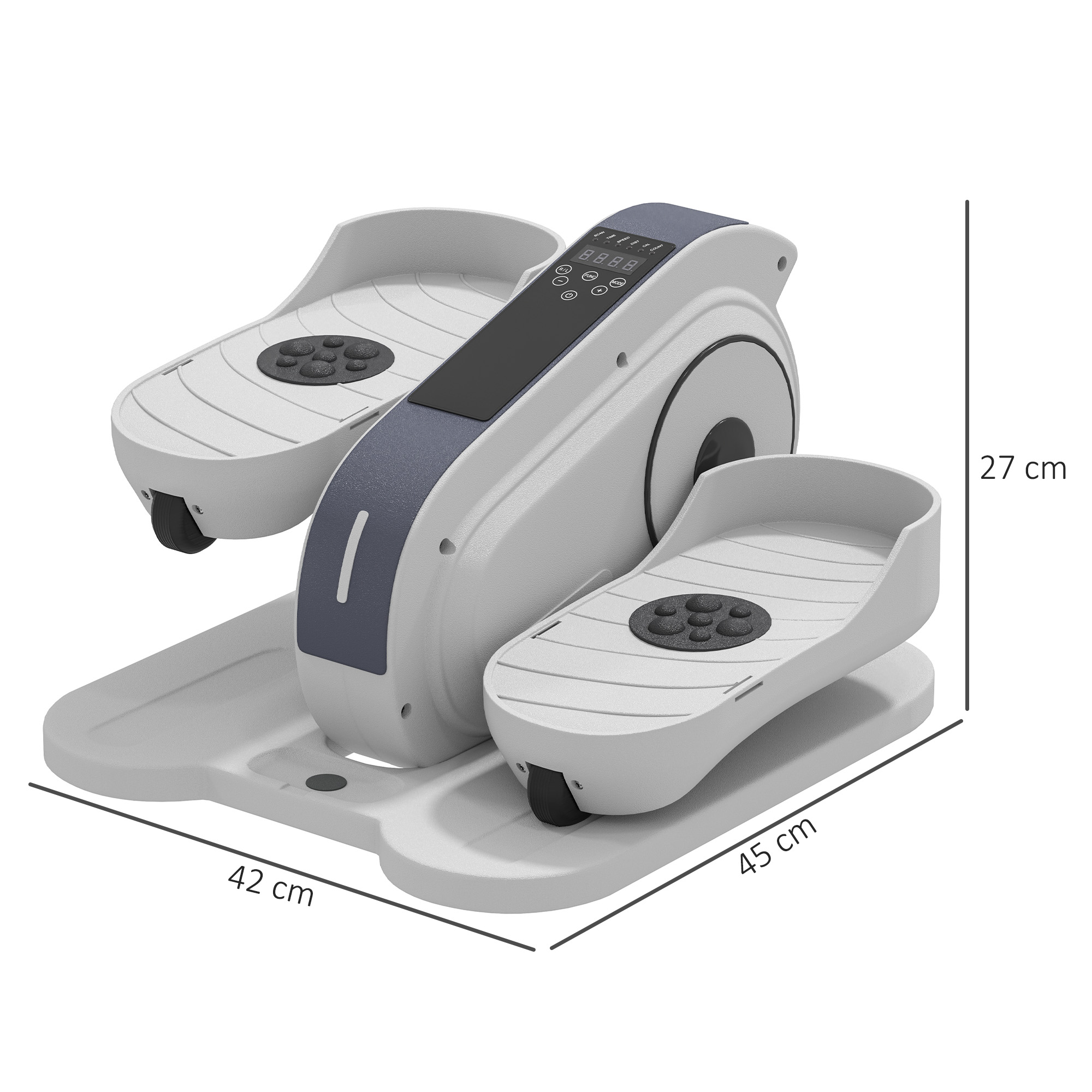 SPORTNOW Zitpedaaltrainer, Mini-Ellipsentrainer met LCD-Monitor, Afstandsbediening, 10 Instelbare Snelheidsniveaus, Wit