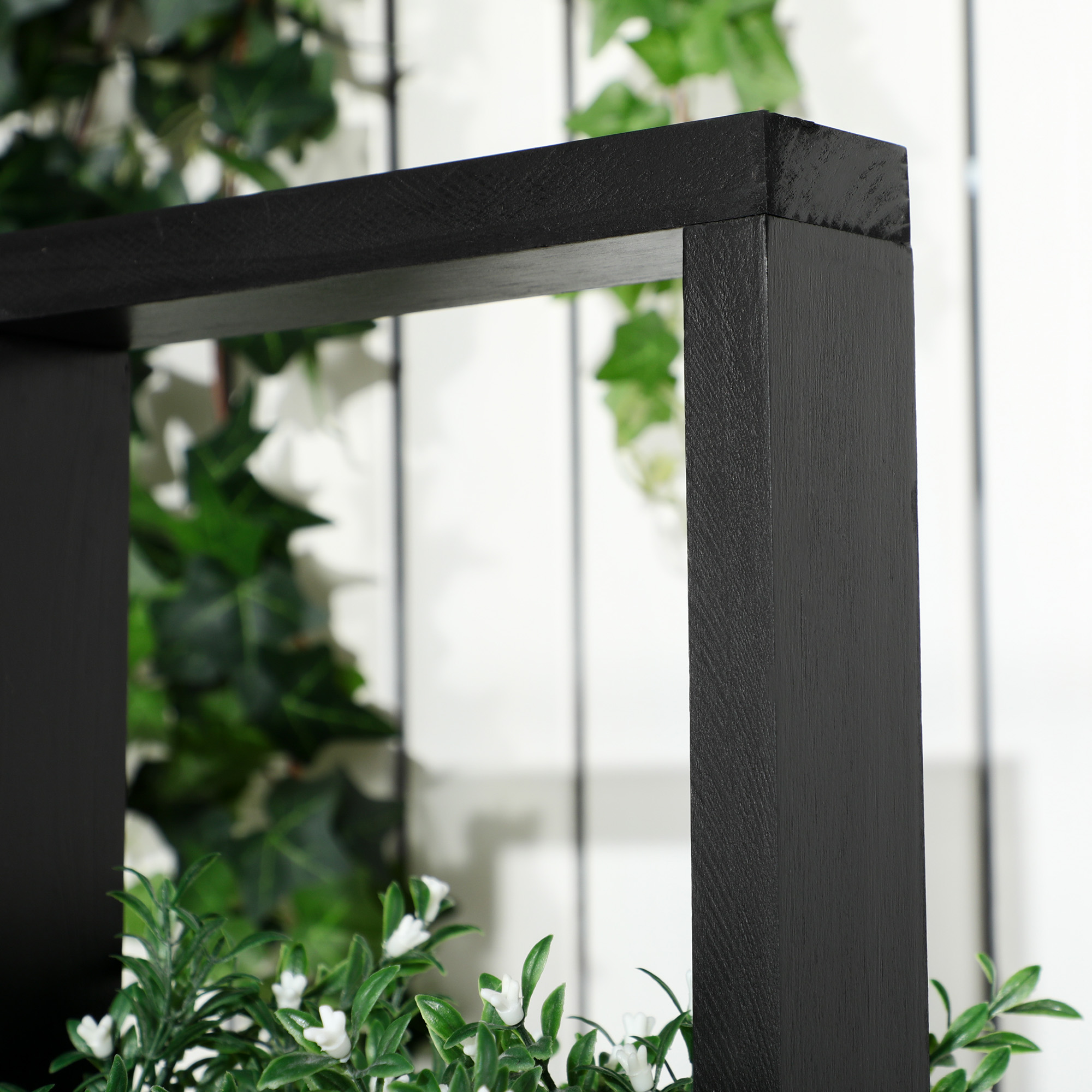 Outsunny bloembak, verhoogd bed, plantenbak met latwerk muur groentebed hout