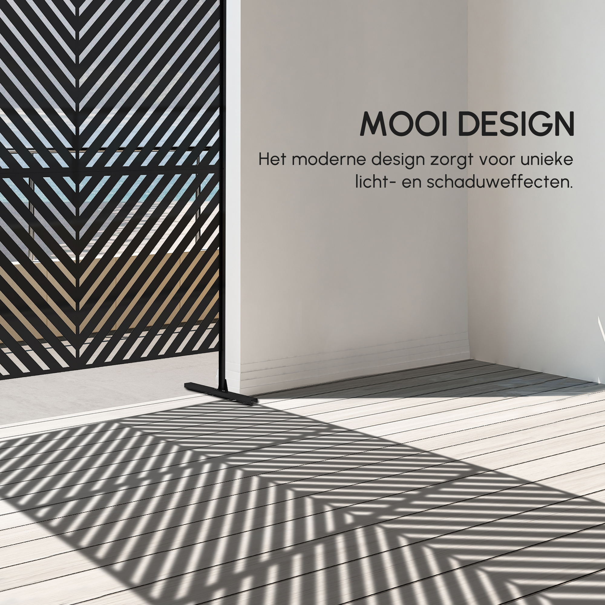 Outsunny Tuinafscheiding met geometrische vormen, metaal, 122 x 45 x 198 cm, zwart