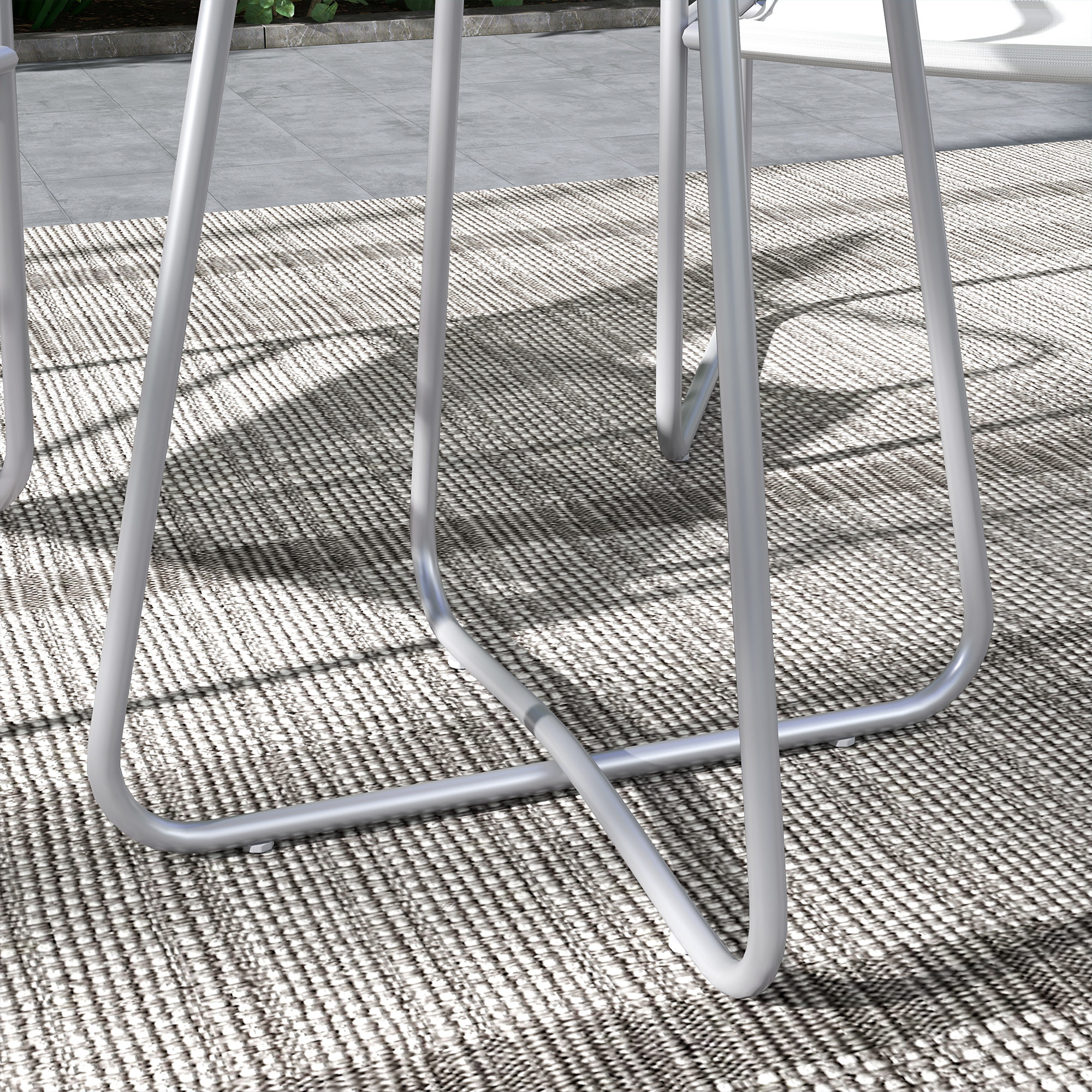 Outsunny 3-delige tuinmeubelset, 2 stoelen met ademende stoffen bekleding, 1 ronde tafel Ø60 cm, Lichtgrijs