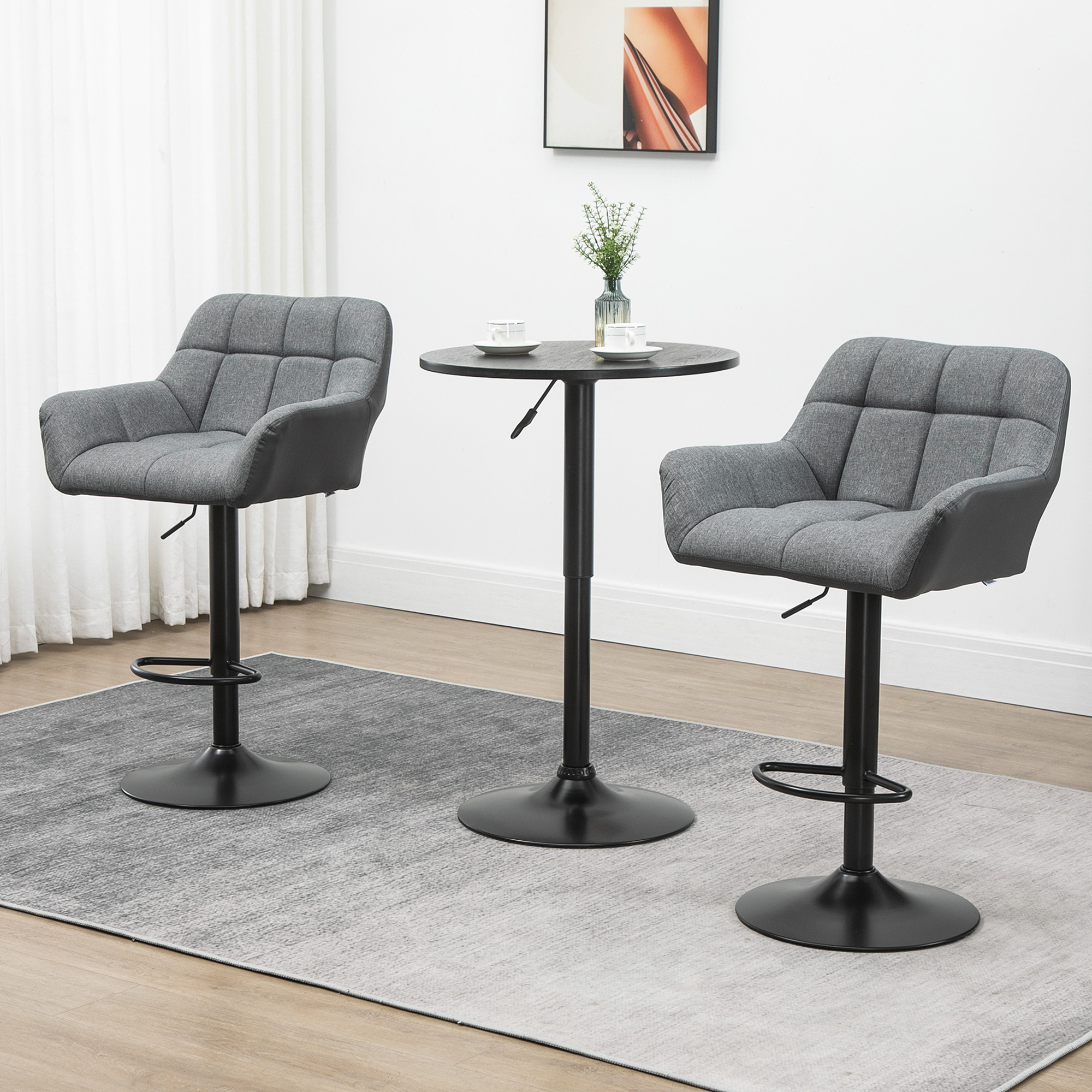 HOMCOM barkrukken, set van 2, tegenkrukken, in hoogte verstelbaar, draaibaar, in retro-design