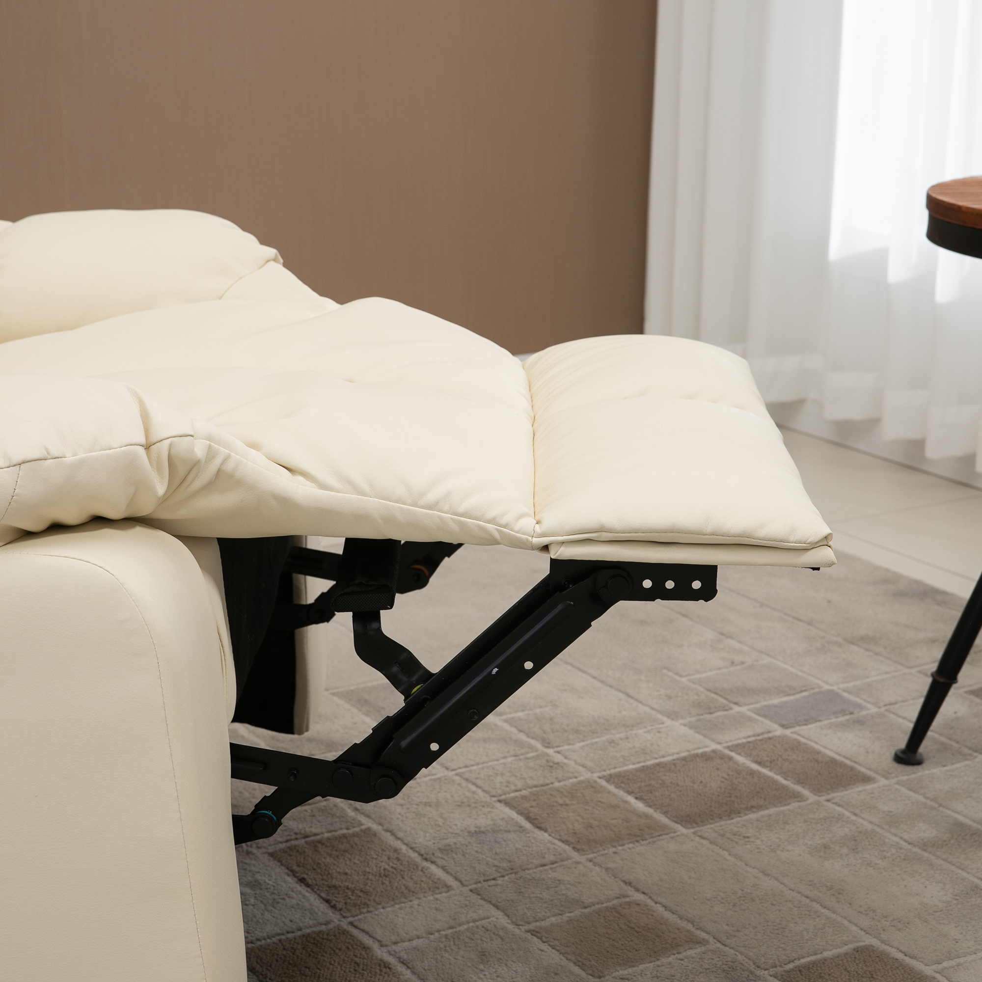 HOMCOM massagestoel, fauteuil, 8 trillingspunten, ligfunctie, kunstleer, roomwit, 94x99x99cm