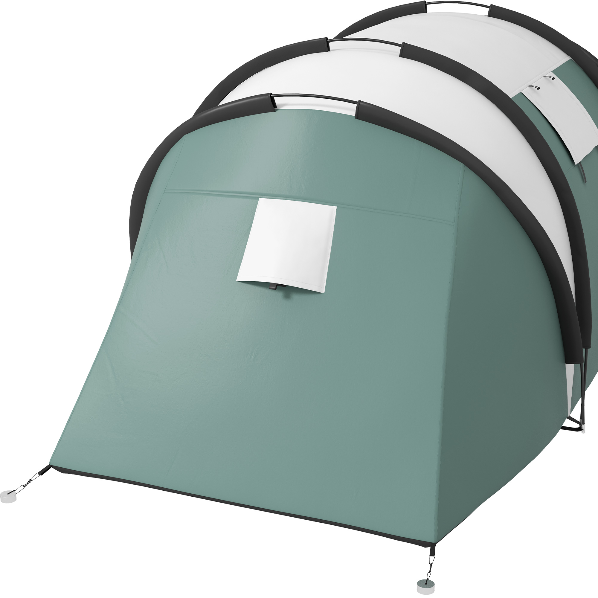 Outsunny Lichtgewicht Waterafstotende Campingtent voor 4-5 Personen met 3 Kamers, Zijdeur en Ramen in Donkergroen