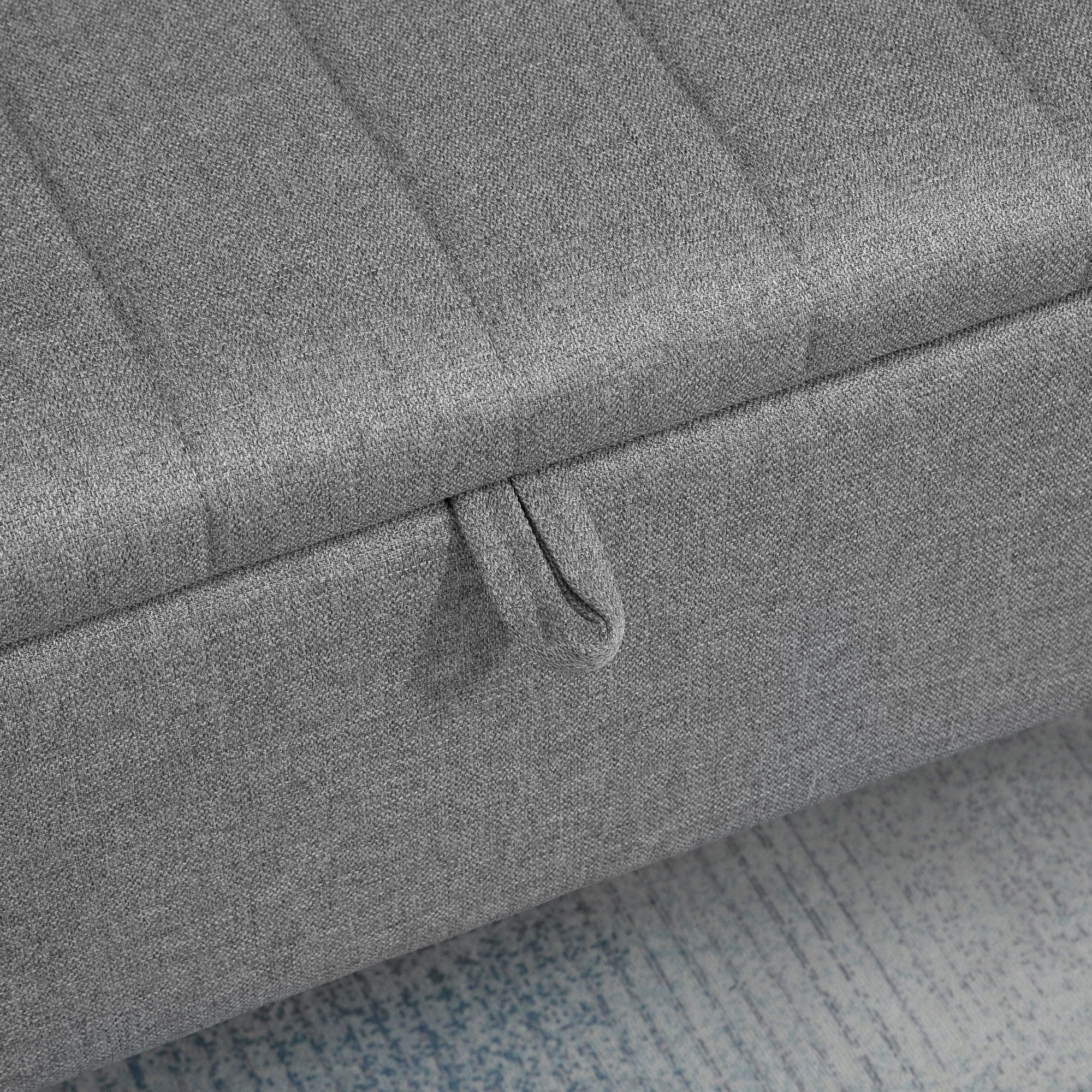 HOMCOM Zitbank met Opbergruimte, Gestoffeerde Bank met Linnenlook, Opbergbank met Stalen Poten 102 x 40 x 44 cm, Grijs