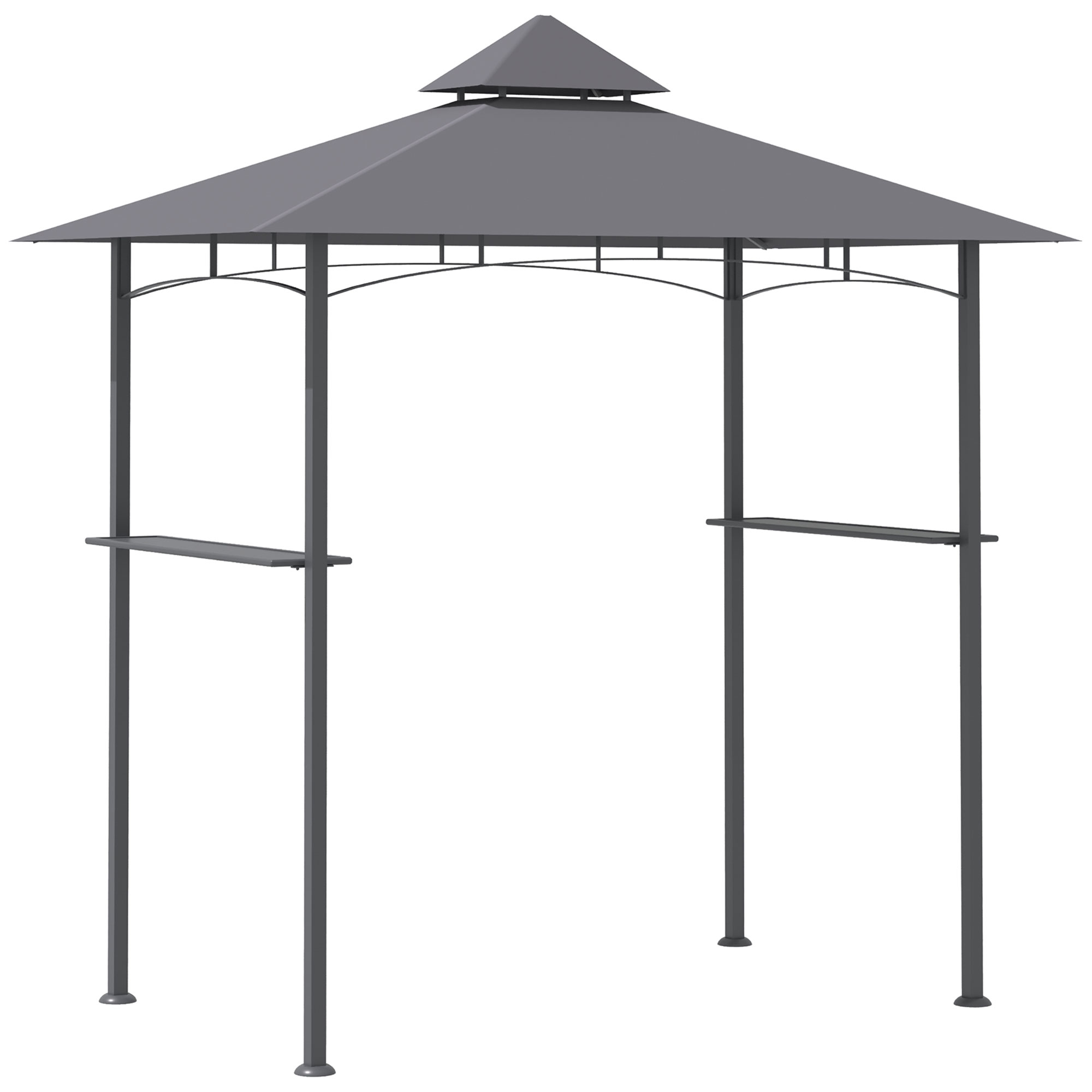 Outsunny grillpaviljoen met 2 zijplanken staalijzer