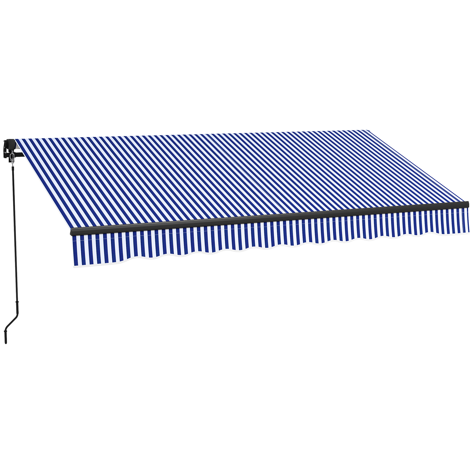 Outsunny Zonneluifel Luifel voor Terras, incl. Handkruk, weerbestendig, 247 cm x 295 cm, Blauw + Wit