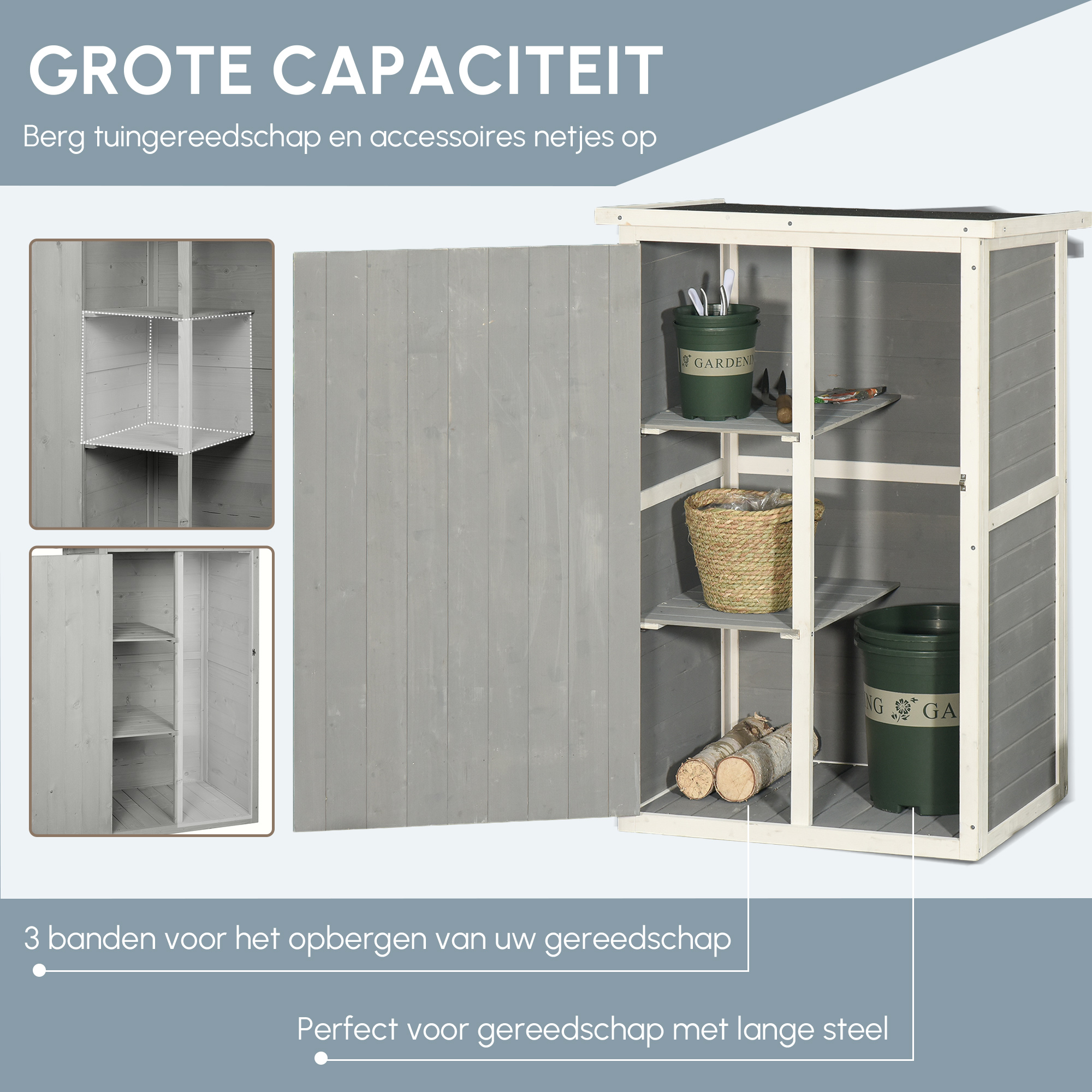 Outsunny apparatuurkast 75 cm x 56 cm x 115 cm