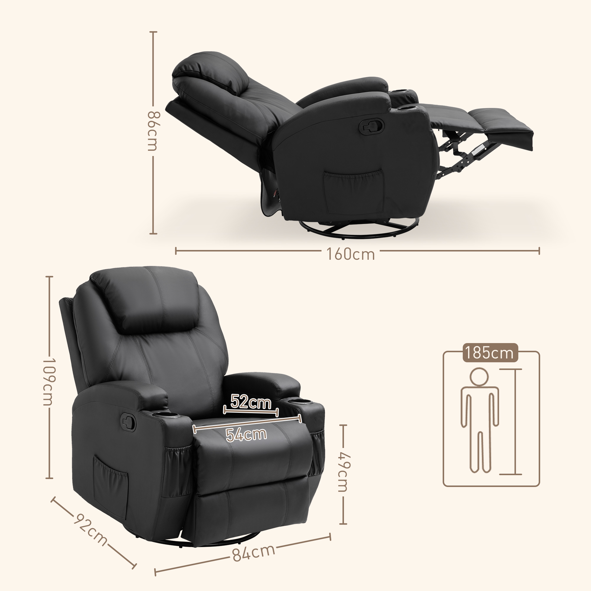 HOMCOM massagestoel tv-stoel relaxstoel tv-stoel