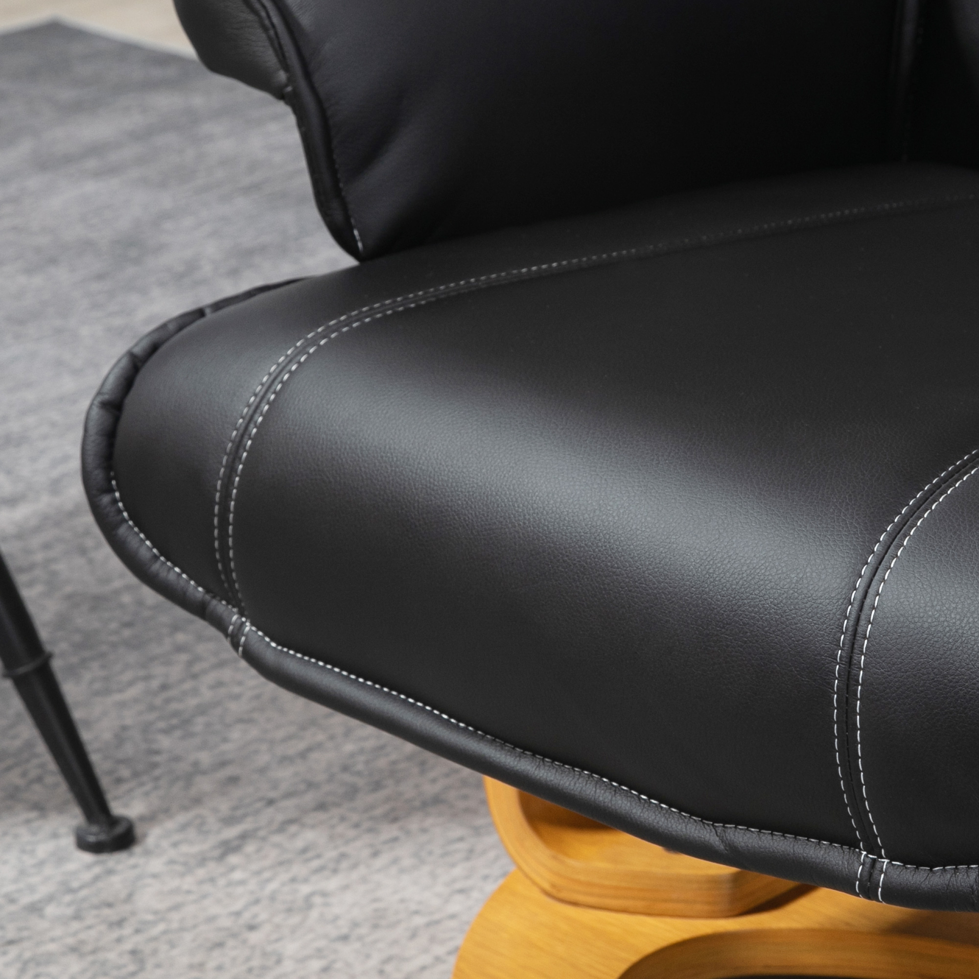 HOMCOM Fauteuil met voetenbank, tv-stoel, fauteuil, verstelbare rugleuning, 360° draaibaar, zwart+bruin