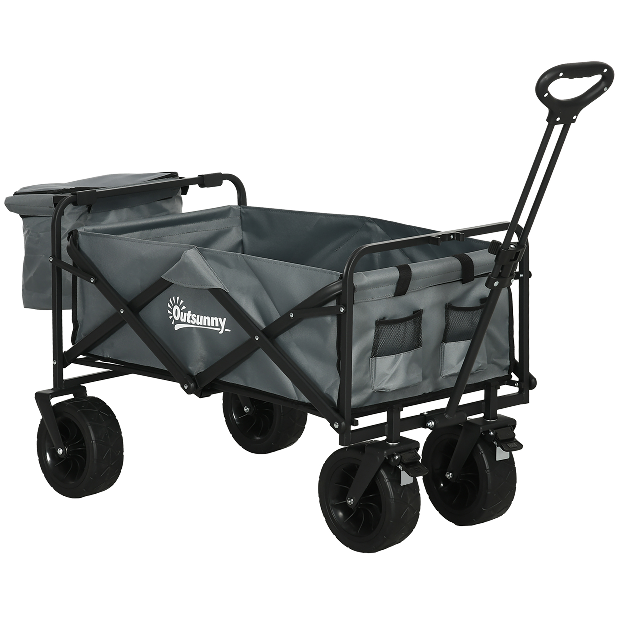 Outsunny Opvouwbare Bolderkar met Koeltas - Stalen Frame - Draagvermogen tot 100 kg - Afmetingen 113x57x77-100 cm - Donkergrijs