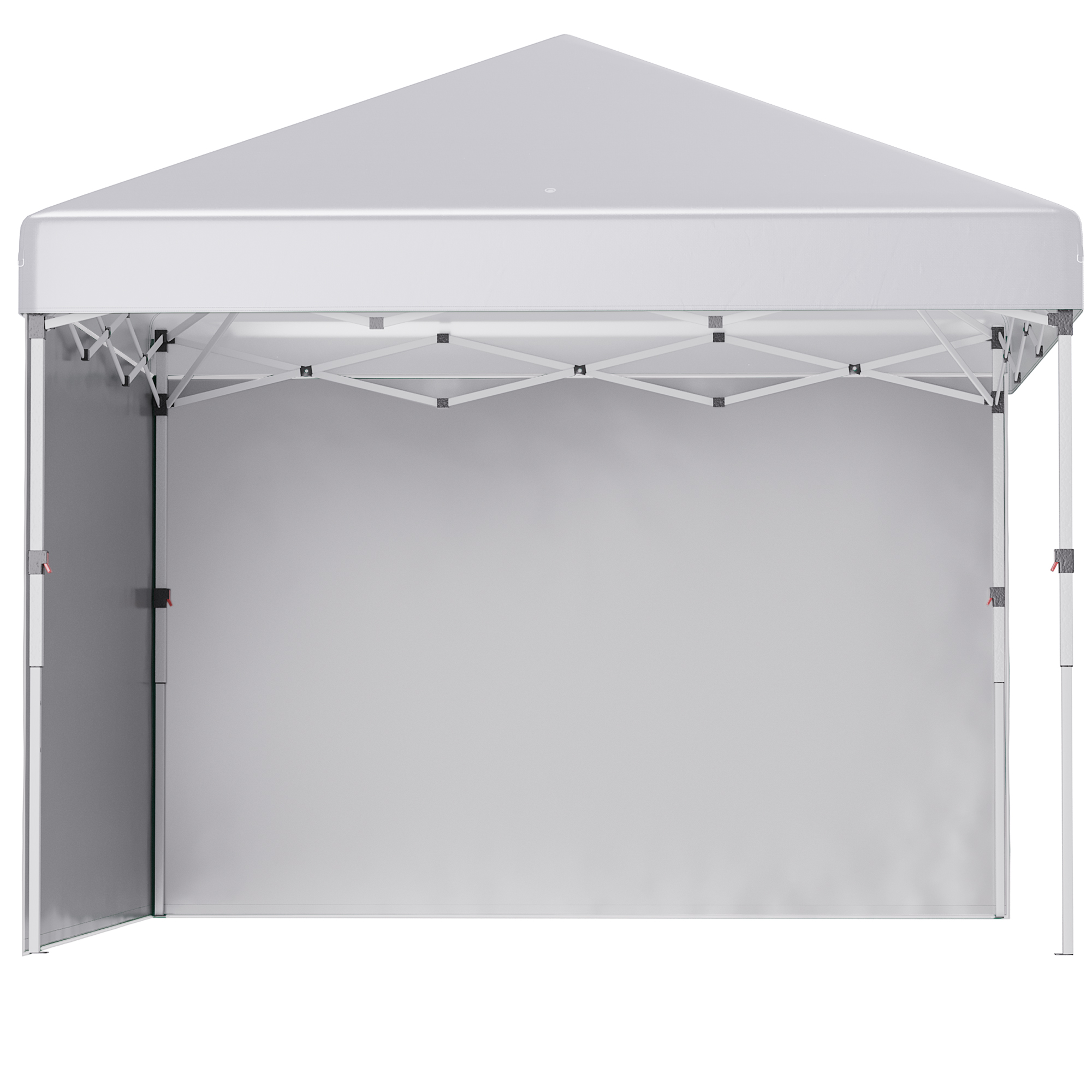 Outsunny Opvouwbare paviljoen met 2 zijwanden, verstelbare hoogte, inclusief draagtas, roestvrij stalen frame, 3x3 m, wit