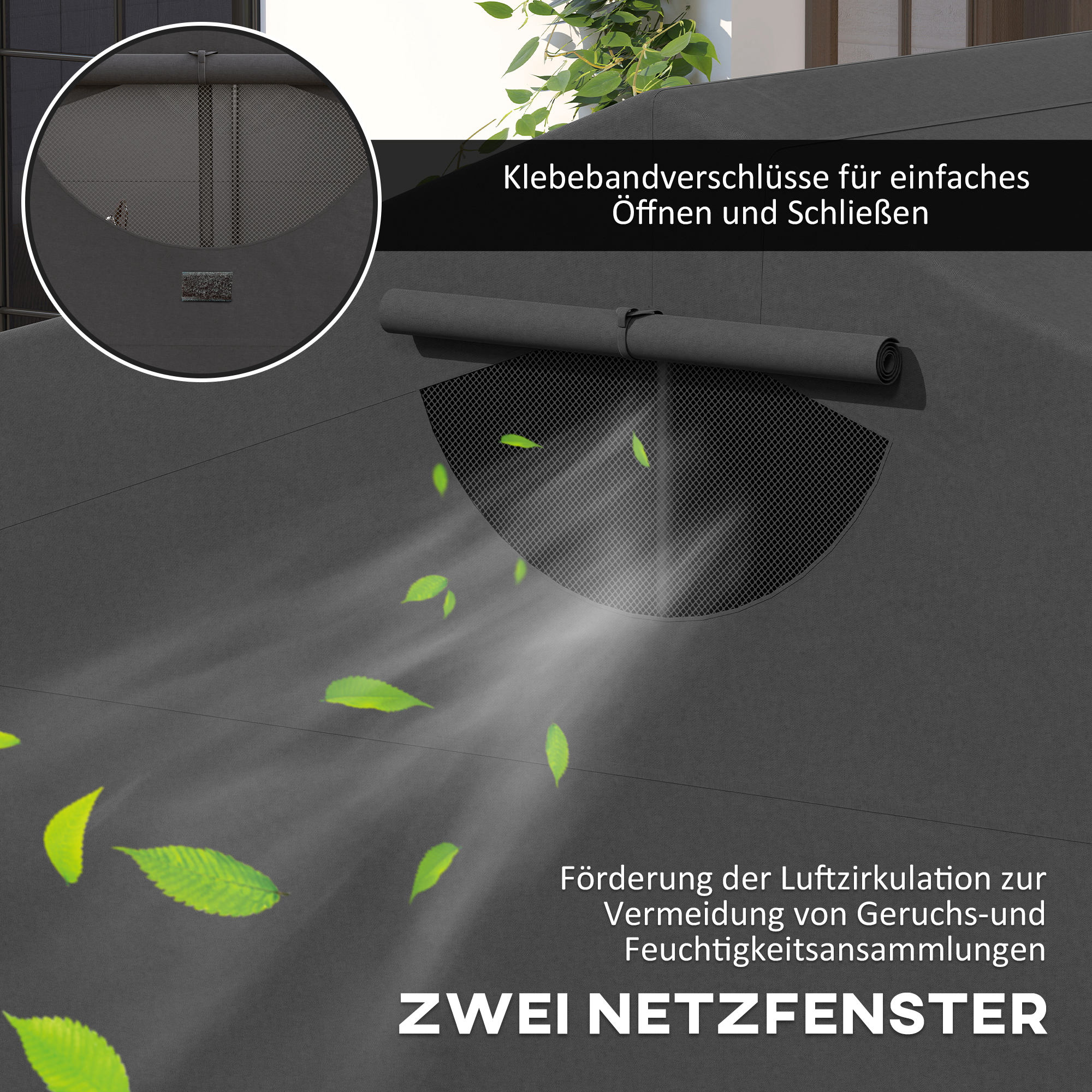 Outsunny Motorhoes Inklapbaar Outdoor Motorafdekking Waterdicht Winterbestendig XXL 345cmx135cmx191cm Zwart