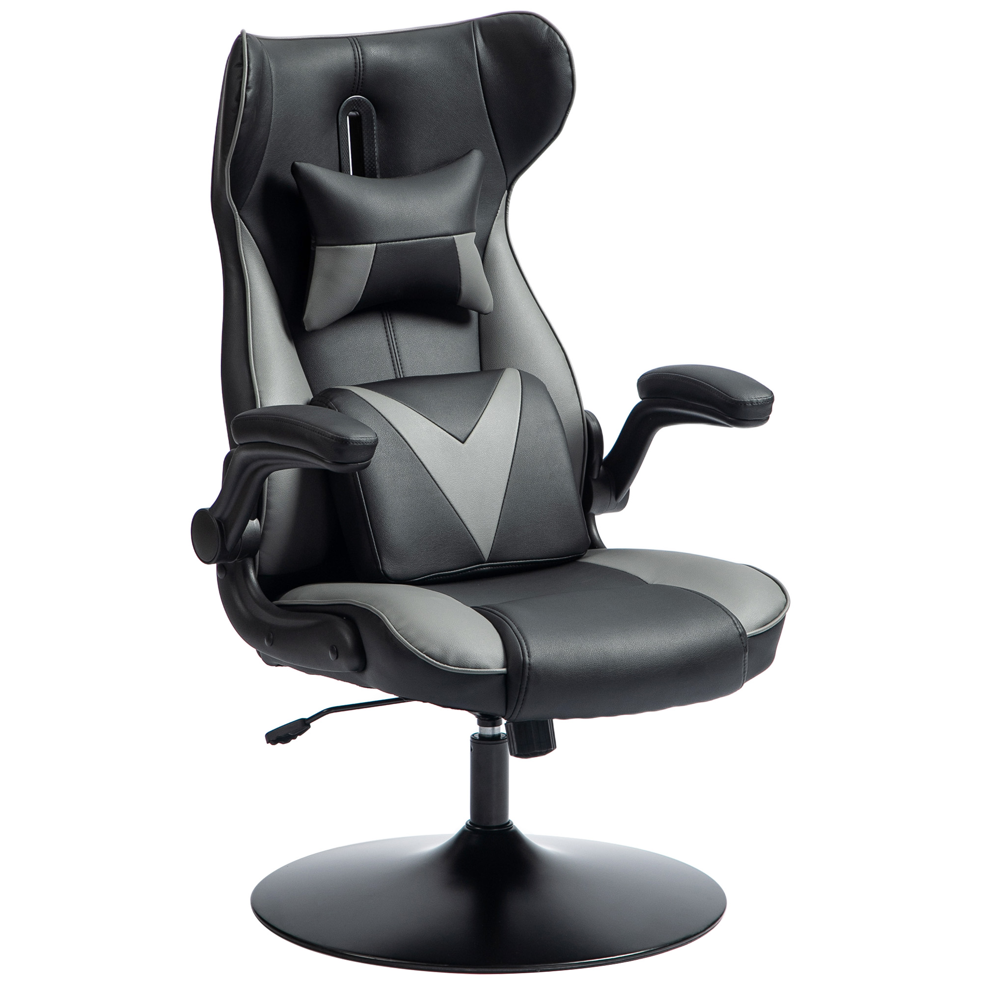 Vinsetto Gamingstoel met Schommelfunctie, Draaibaar, Hoogte Verstelbaar, Gepolsterde Zitting, Metaal, 67 x 71 x 112 cm, Grijs
