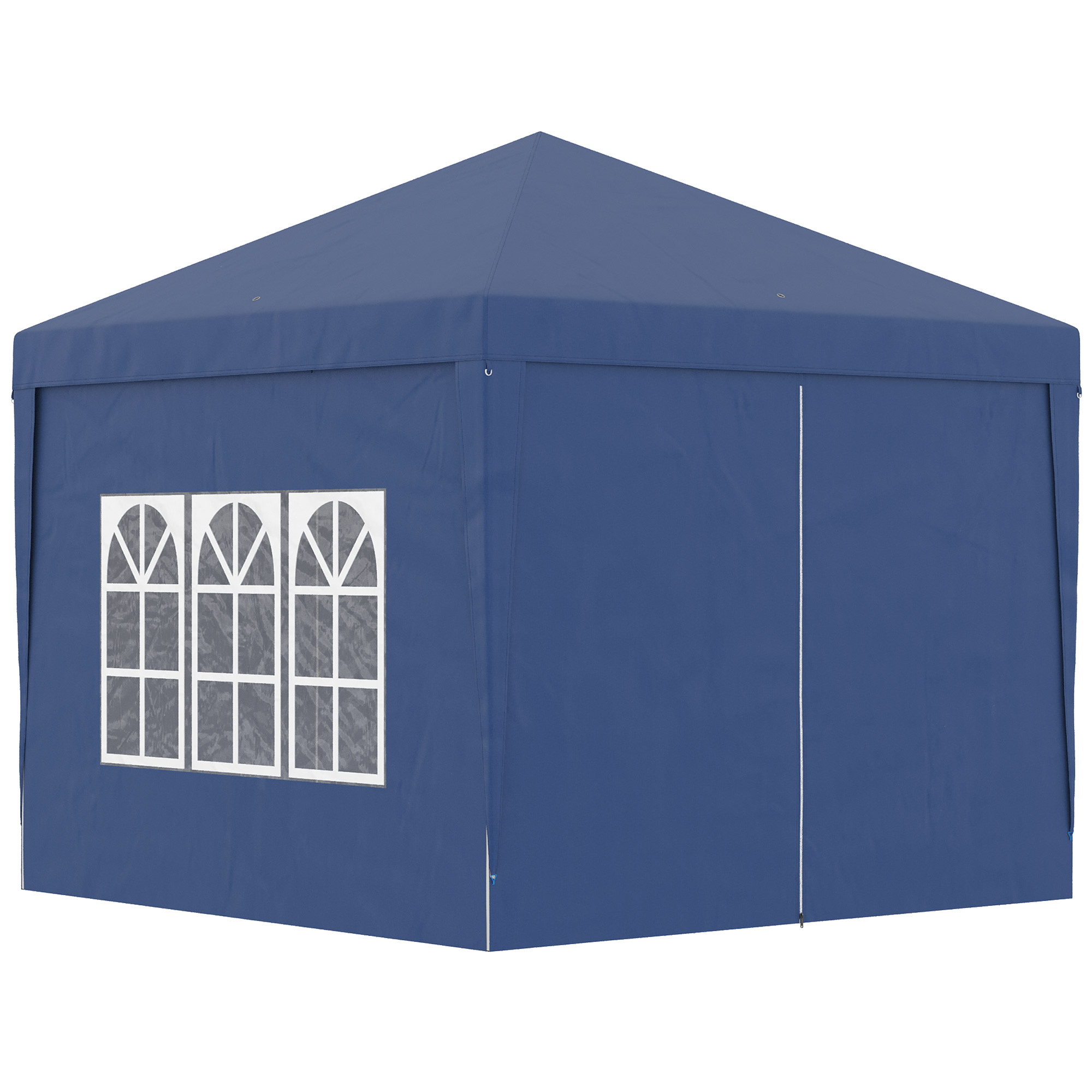 Outsunny Paviljoen, Partytent, 4 afneembare zijwanden, 2 ramen, metalen frame, 2,95 x 2,95 m, Blauw