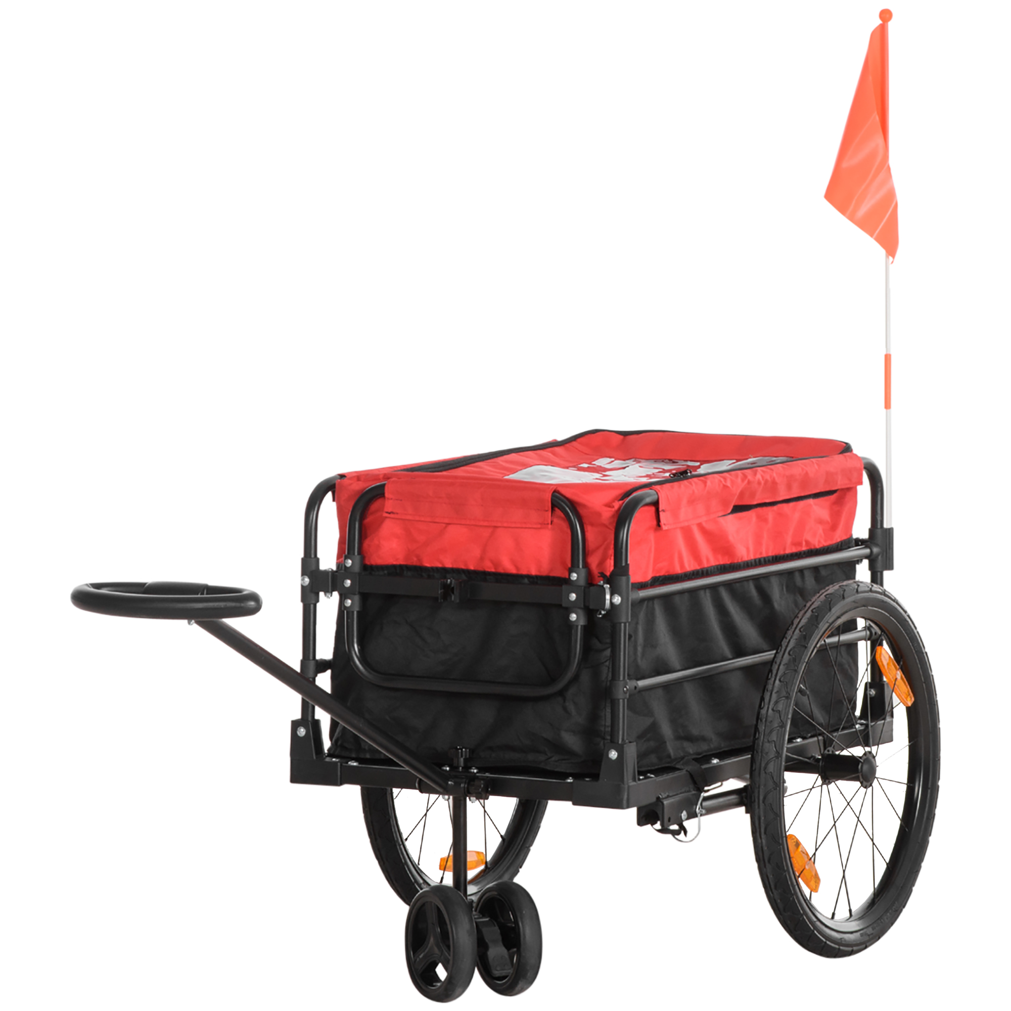 HOMCOM Bagageaanhanger Bolderkar 130 x 64 x 103 cm Staal Zwart+Rood