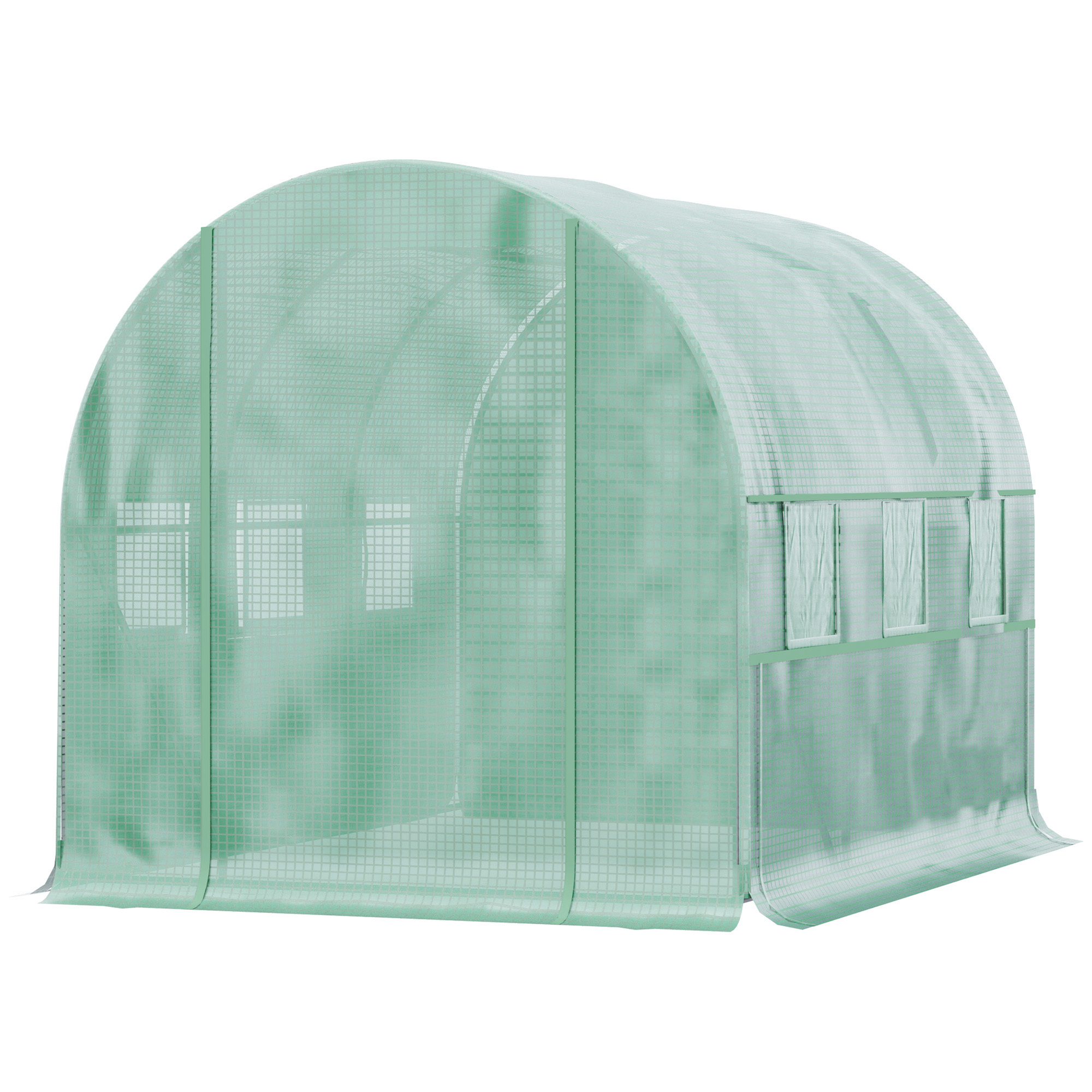 Outsunny foliekas 3 x 2 x 2 m tunnel inloopkas kas plantenhuisfolie tent 6 ramen UV-bescherming groen