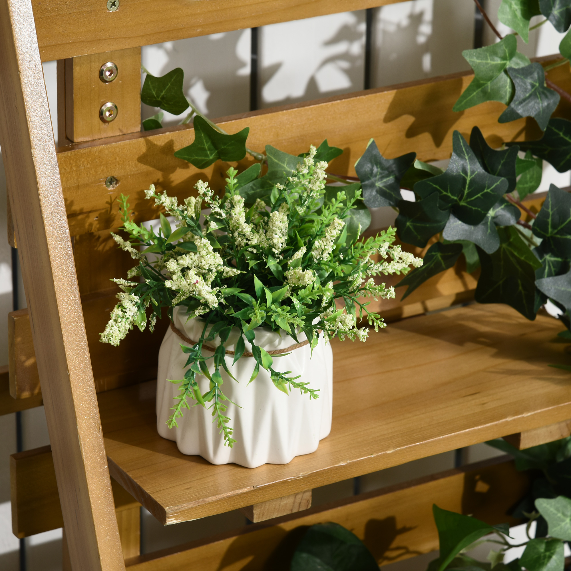 Outsunny Verhoogd Bed 63x39x160 cm Houten voor Terras en Tuin, Bruin