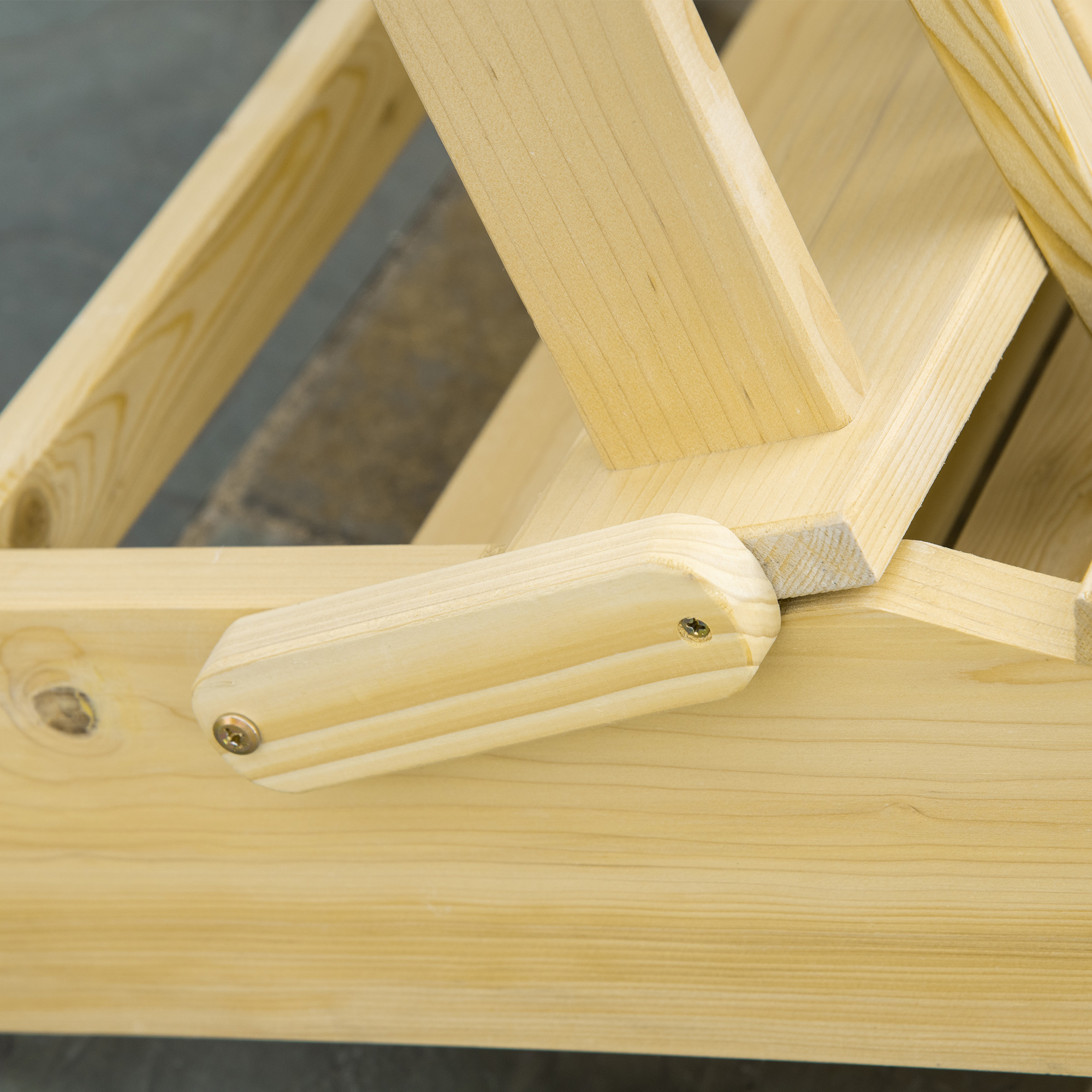 Outsunny Adirondack Tuinstoel met Voetensteun Opvouwbaar Ligstoel Buitenmeubilair Grenenhout Natuur 78 x 140 x 94 cm