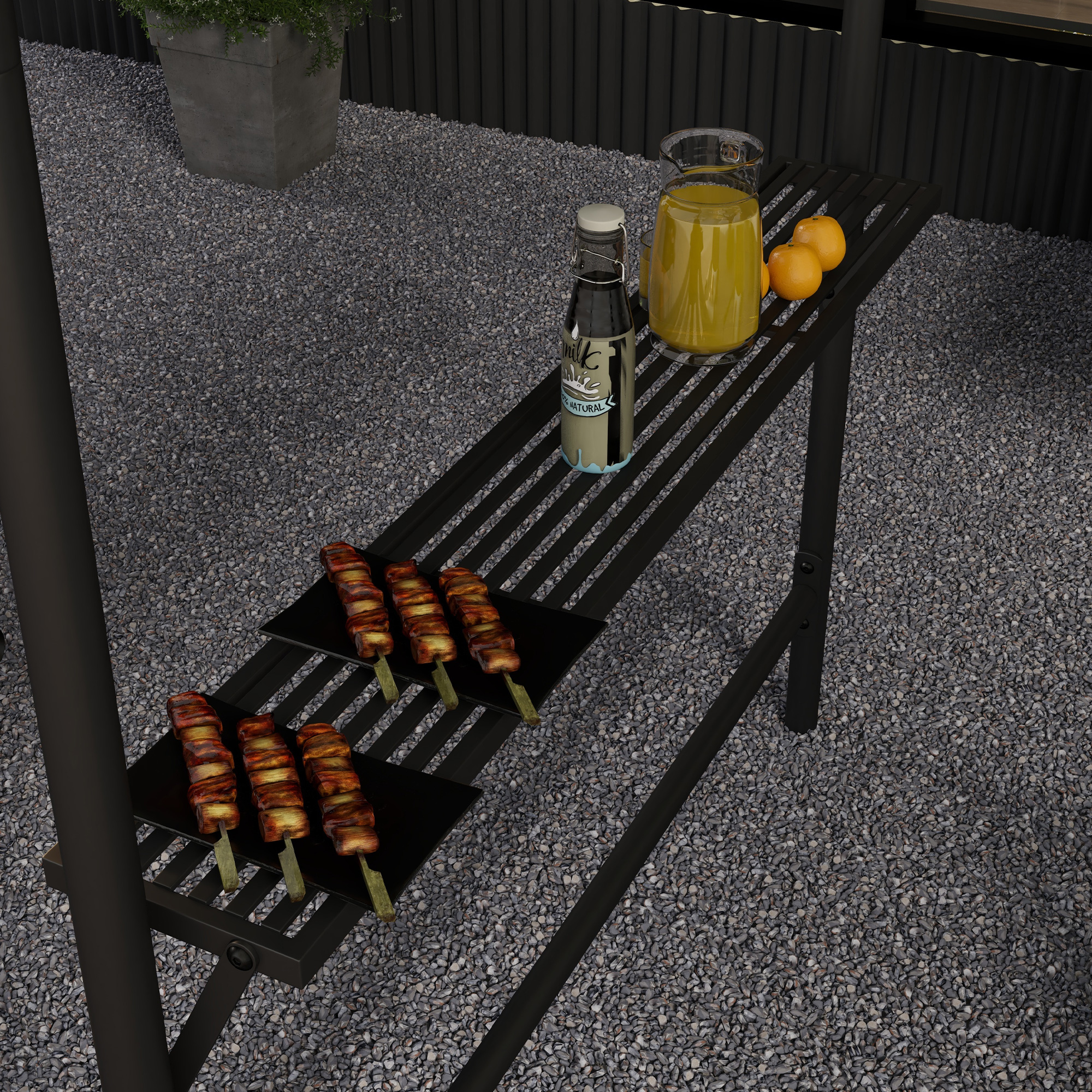 Outsunny Grilltent Grilldak, weerbestendig, inclusief zijvakken, 277 x 149 x 230 cm, Donkergrijs