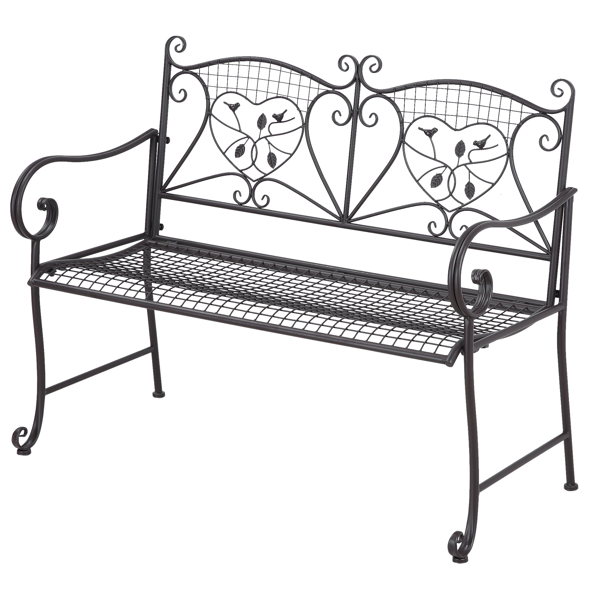 Outsunny tuinbank 2-zits parkbank met rugleuning tot 220 kg tuinmeubelen weerbestendig antiek metaal koffie 114 x 53,3 x 91 cm