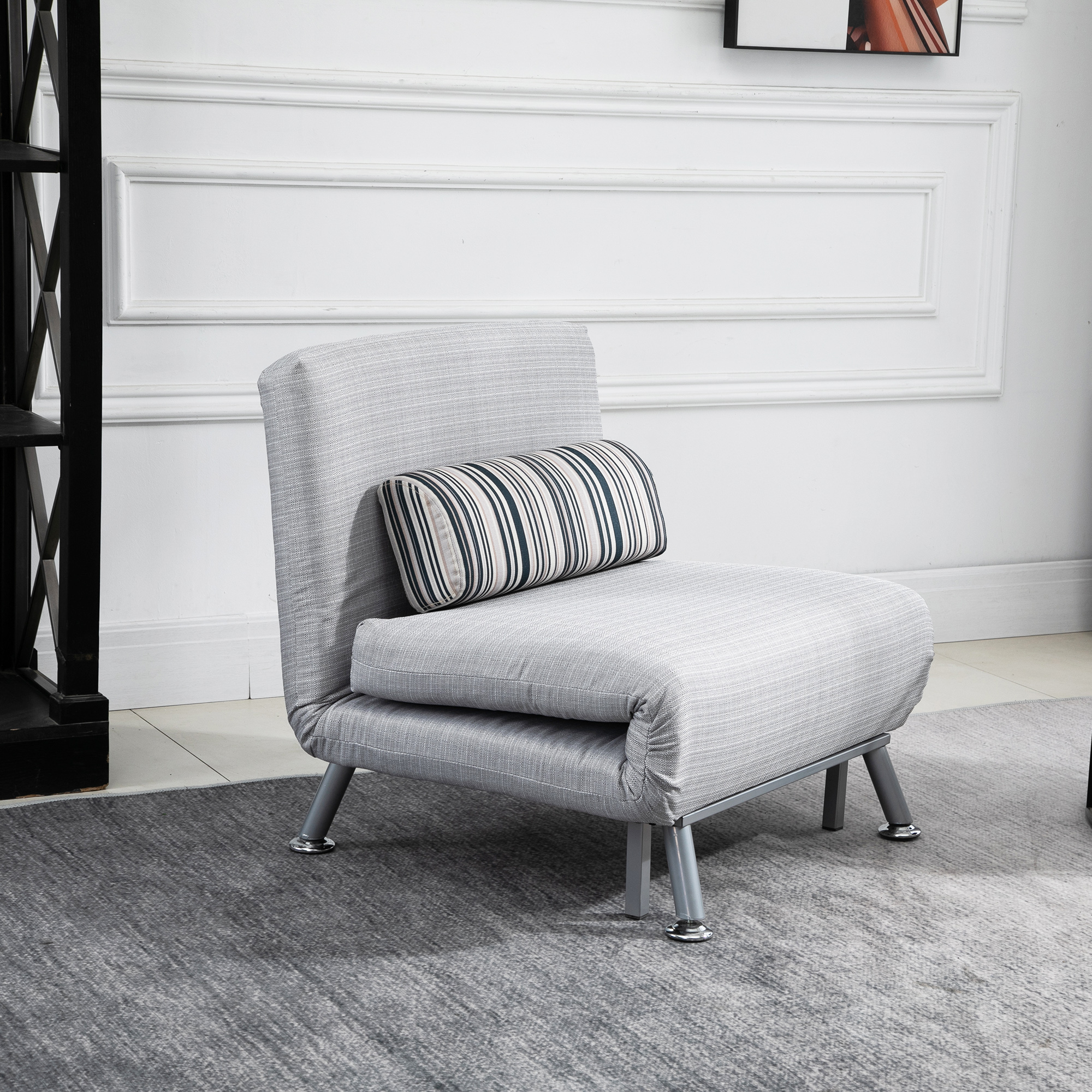 HOMCOM inklapbare slaapbank slaapzetel inklapbare matras bed logeerbed grijs bank