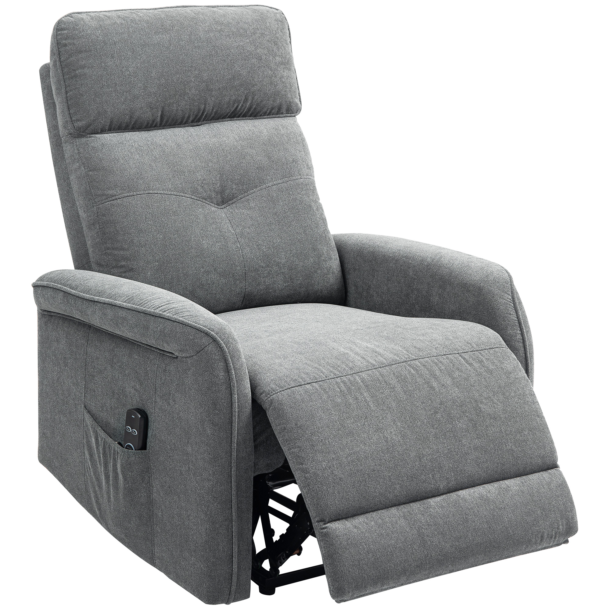 HOMCOM Massagestoel met Afstandsbediening, 8 Massagepunten, Lendeverwarming, USB-Poort, Zijvak, Gepolsterde Stoel, Grijs