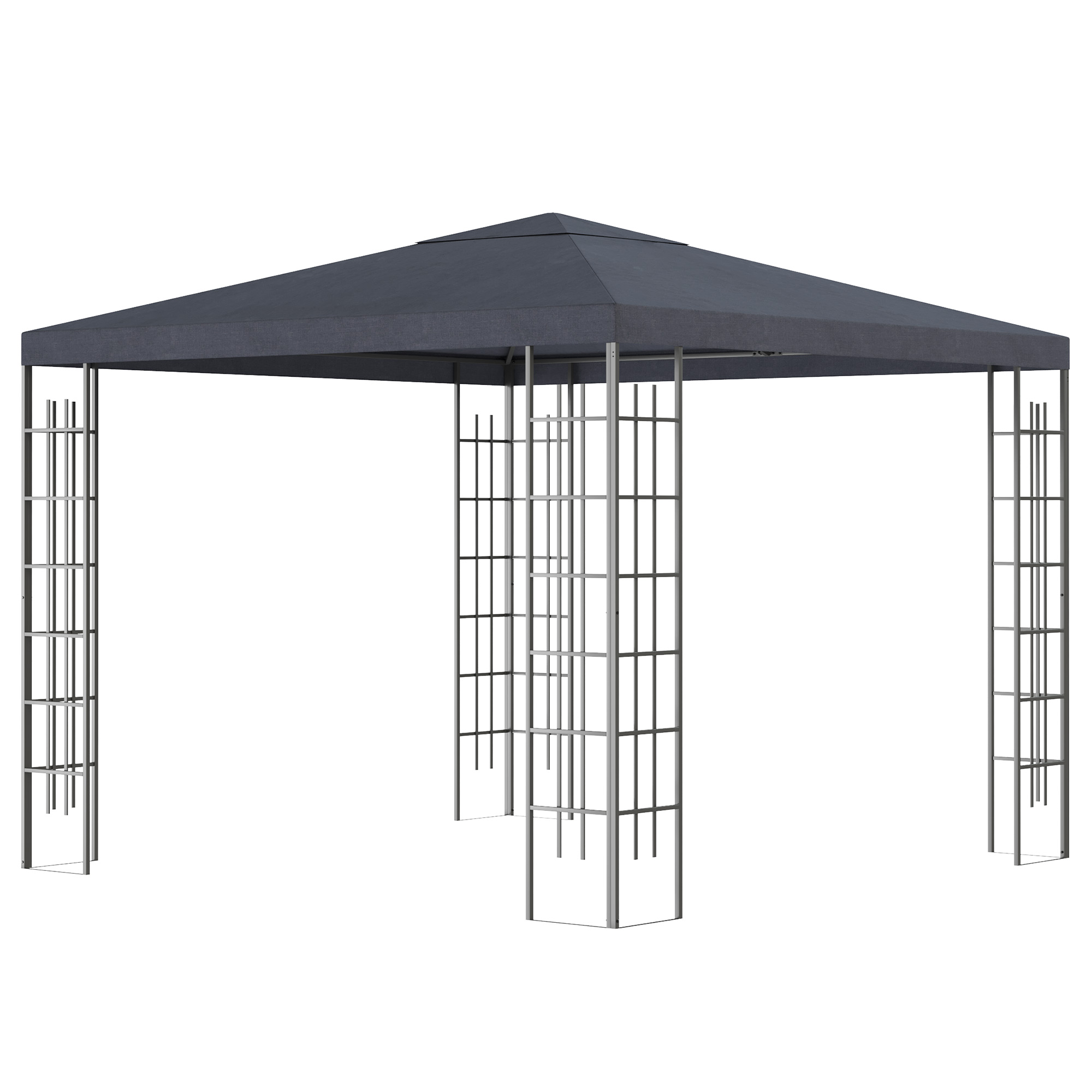 Outsunny Garden Gazebo 3 x 3 m Gazebo Garden Tent Marquee Steel Grey