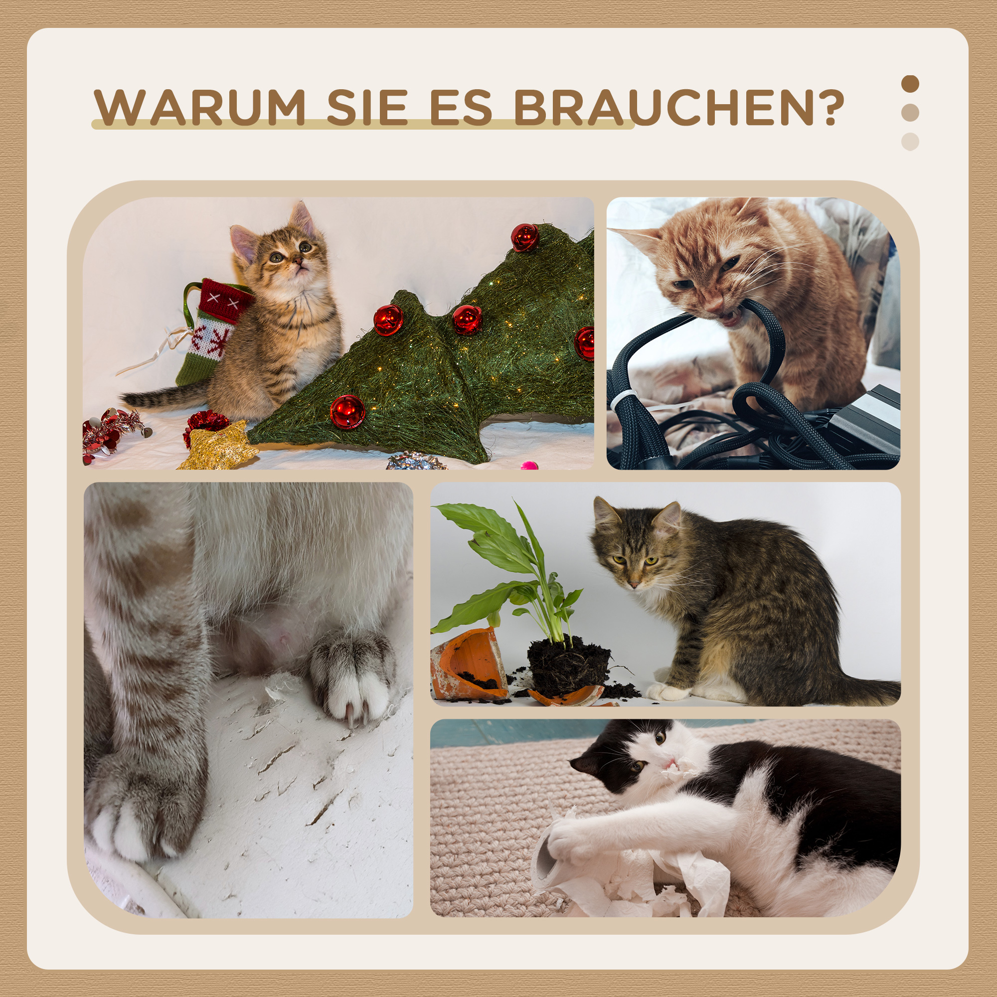 PawHut Krabpaal kattenboom, 1 kattenhol, 1 kattenbed, 1 ligplaats, 1 helling, 60 cm x 40 cm x 98 cm, Natuur + Beige