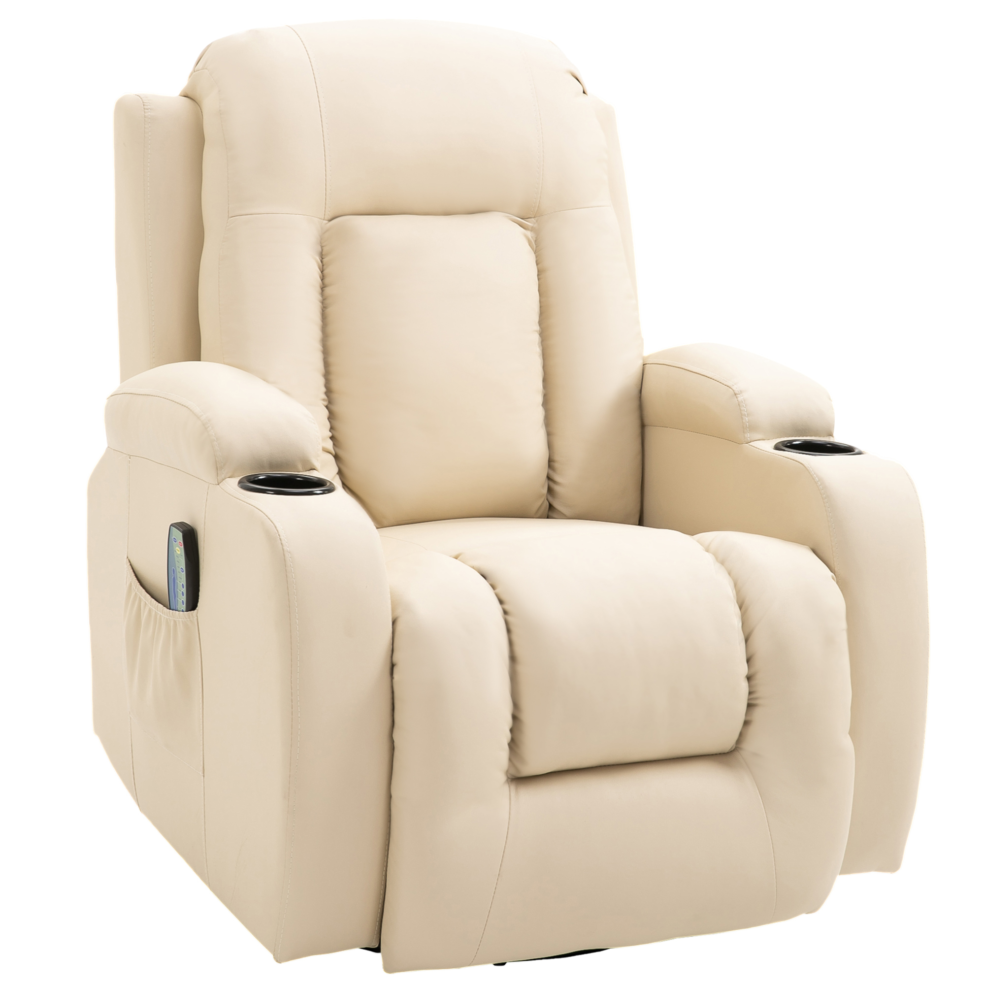 HOMCOM Massagestoel, relaxstoel, schommelfunctie, 8 vibratiepunten, inclusief afstandsbediening, zwart, crème